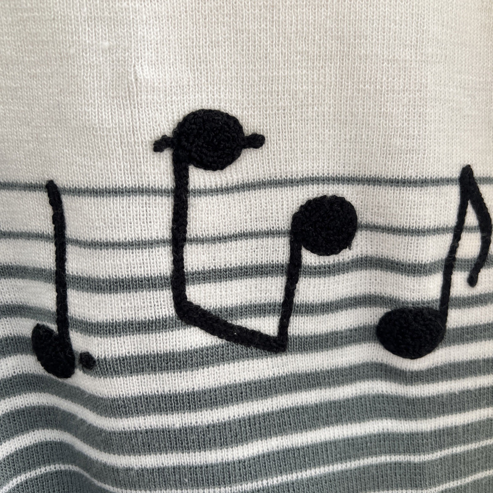 Vintage Cyn Les Shirlee Designs Sweater Embroidered Music Notes Size 42 Ombre