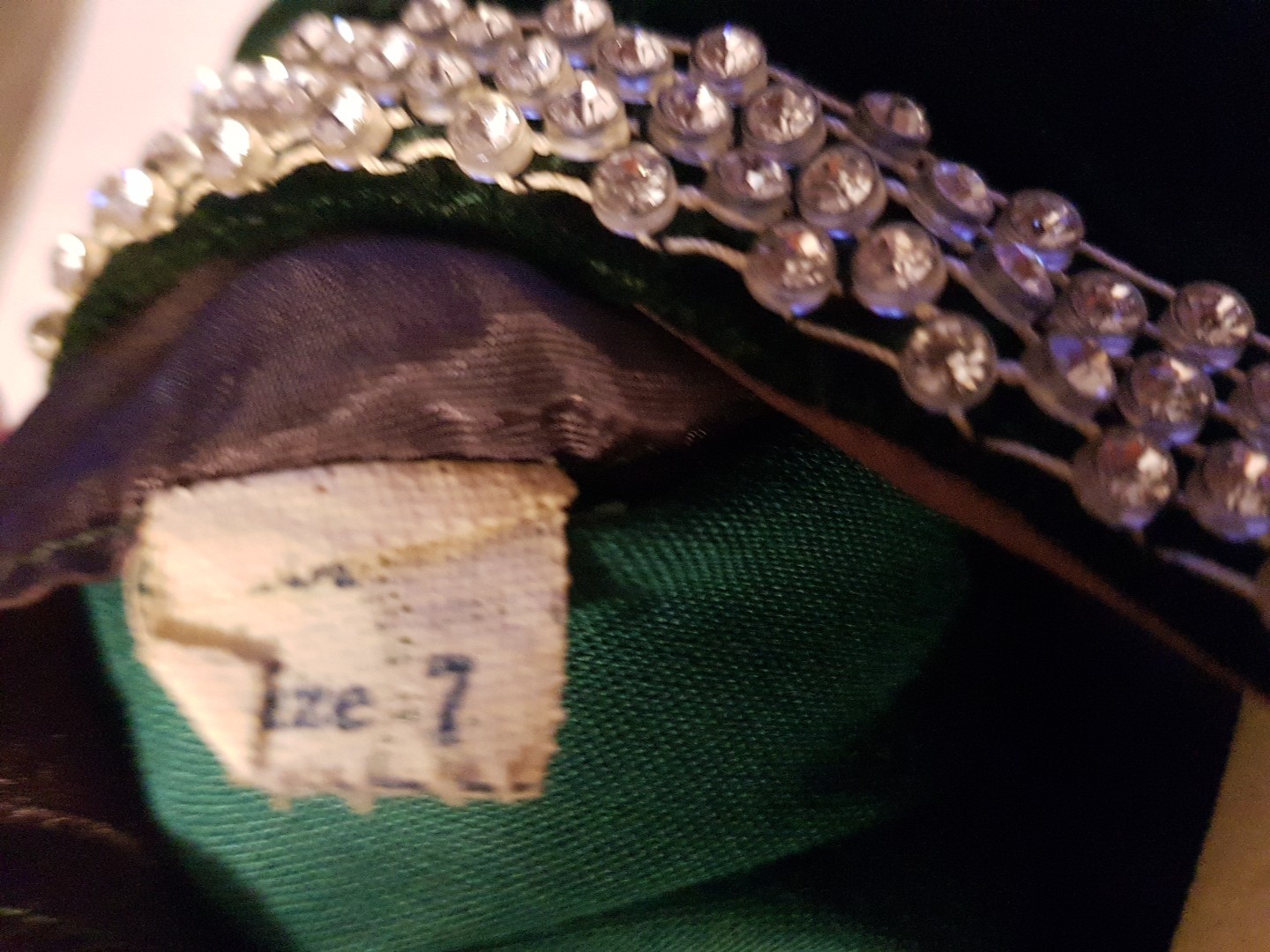 Vintage Velvet Emerald Green Peck & Peck Rhinestone Neck & Arms Dress 5th Ave NY