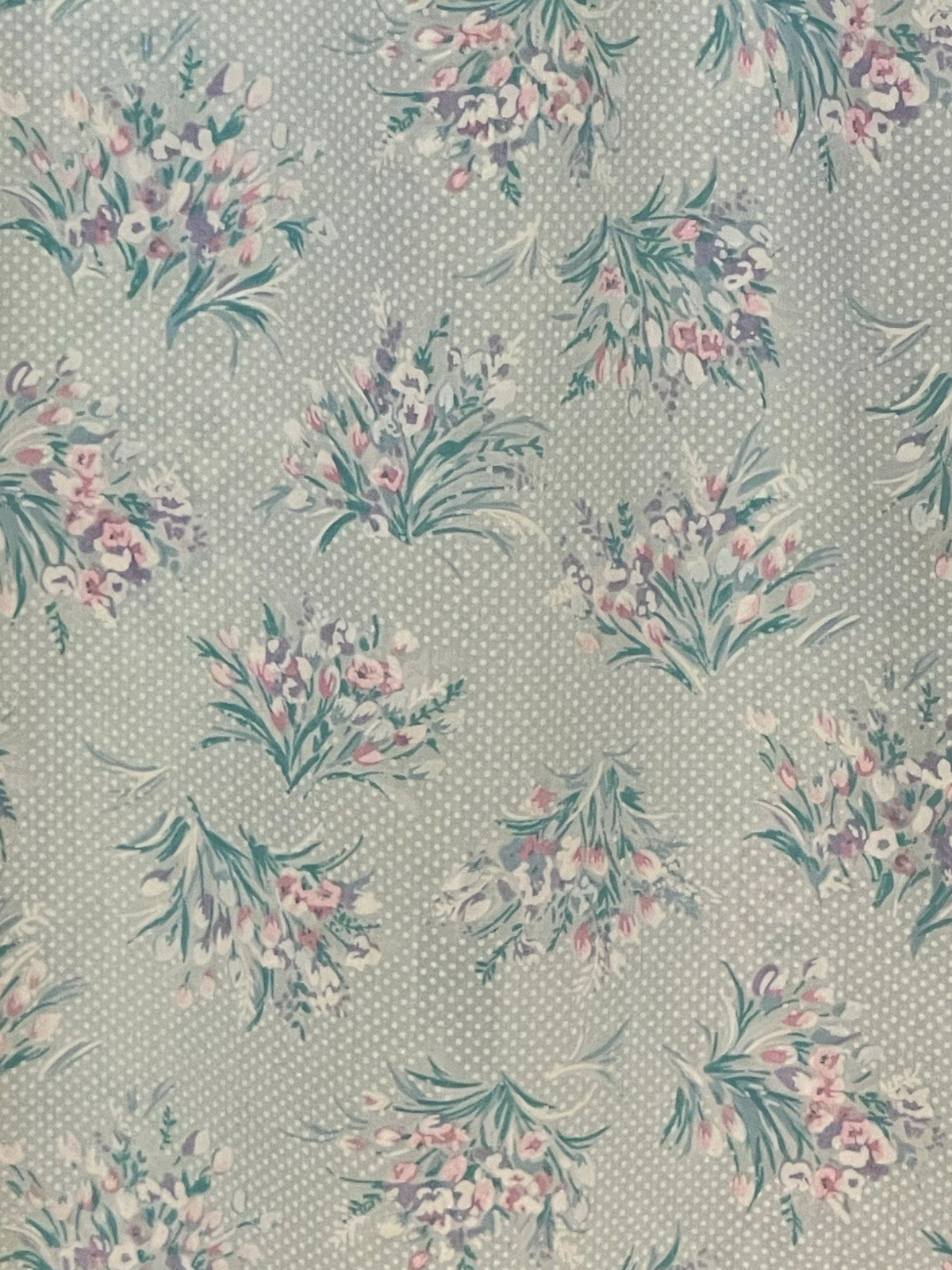 Nice N Easy L Nightgown House Coat Blue Floral Smocked Pearl Snap Vintage
