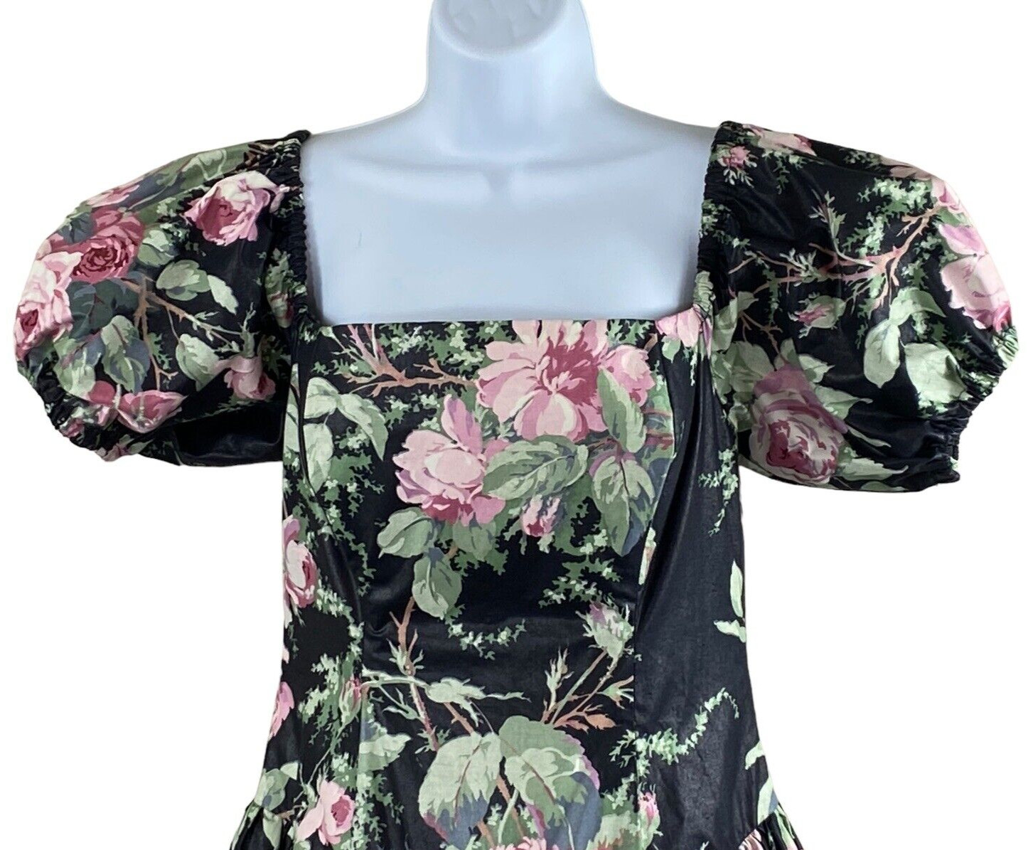 VTG 1980s s.g.gilbert Black Floral Chintz Dress Tulle Underskirt Tea Length Prom