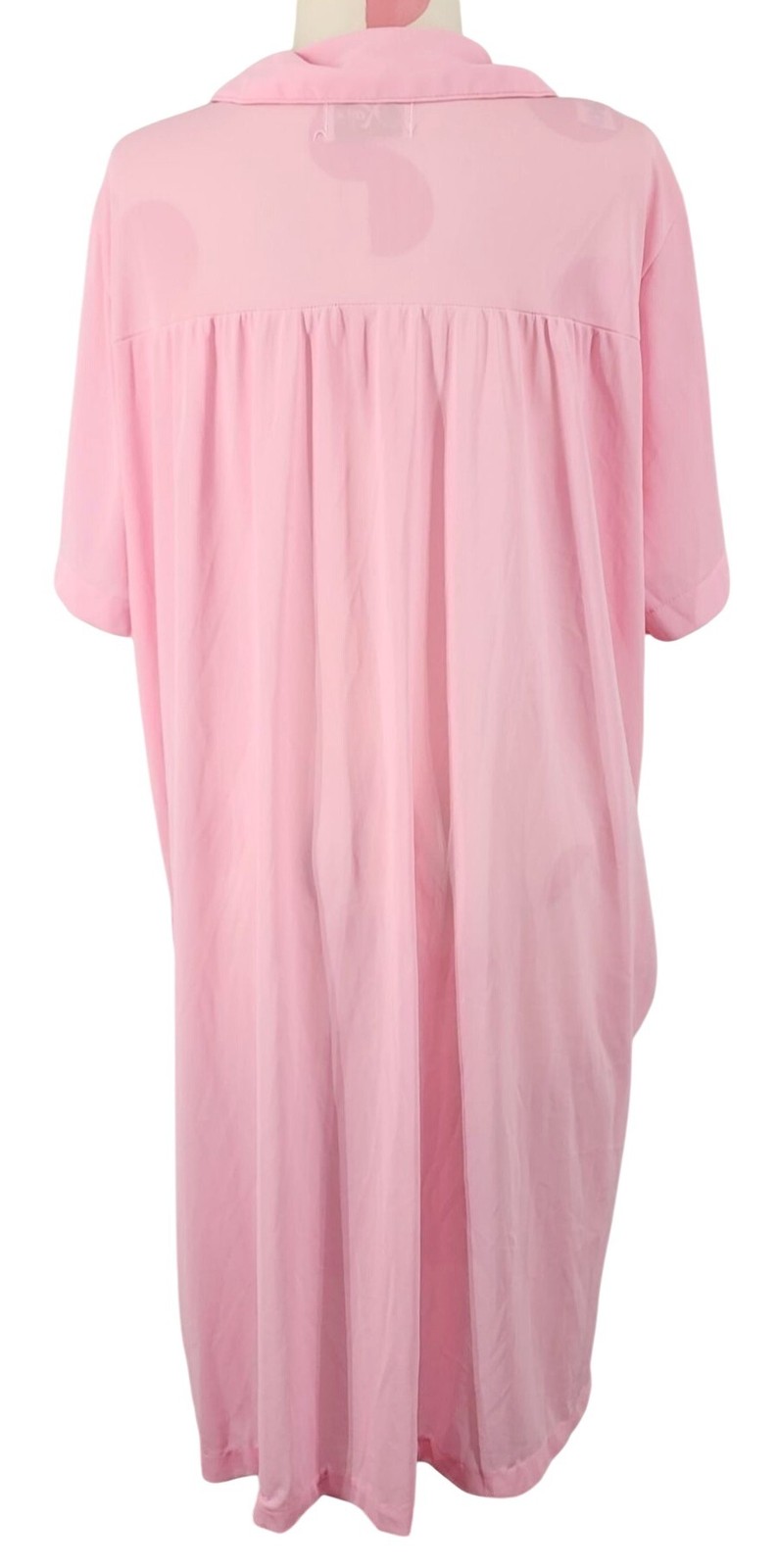 Vintage Women’s Katz Pink Embroidered Snap Front Robe House Coat Lrg Nylon PJ’s