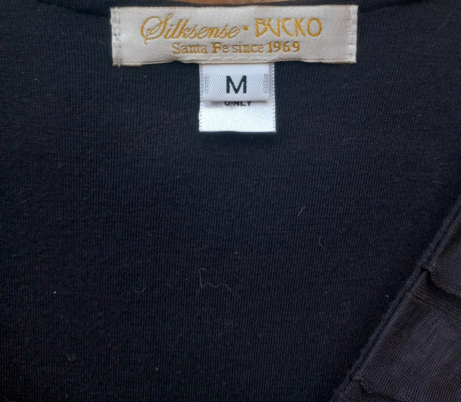 Vintage Santa Fe Designer Bucko Black Silk Ruffle Stretch M Dress