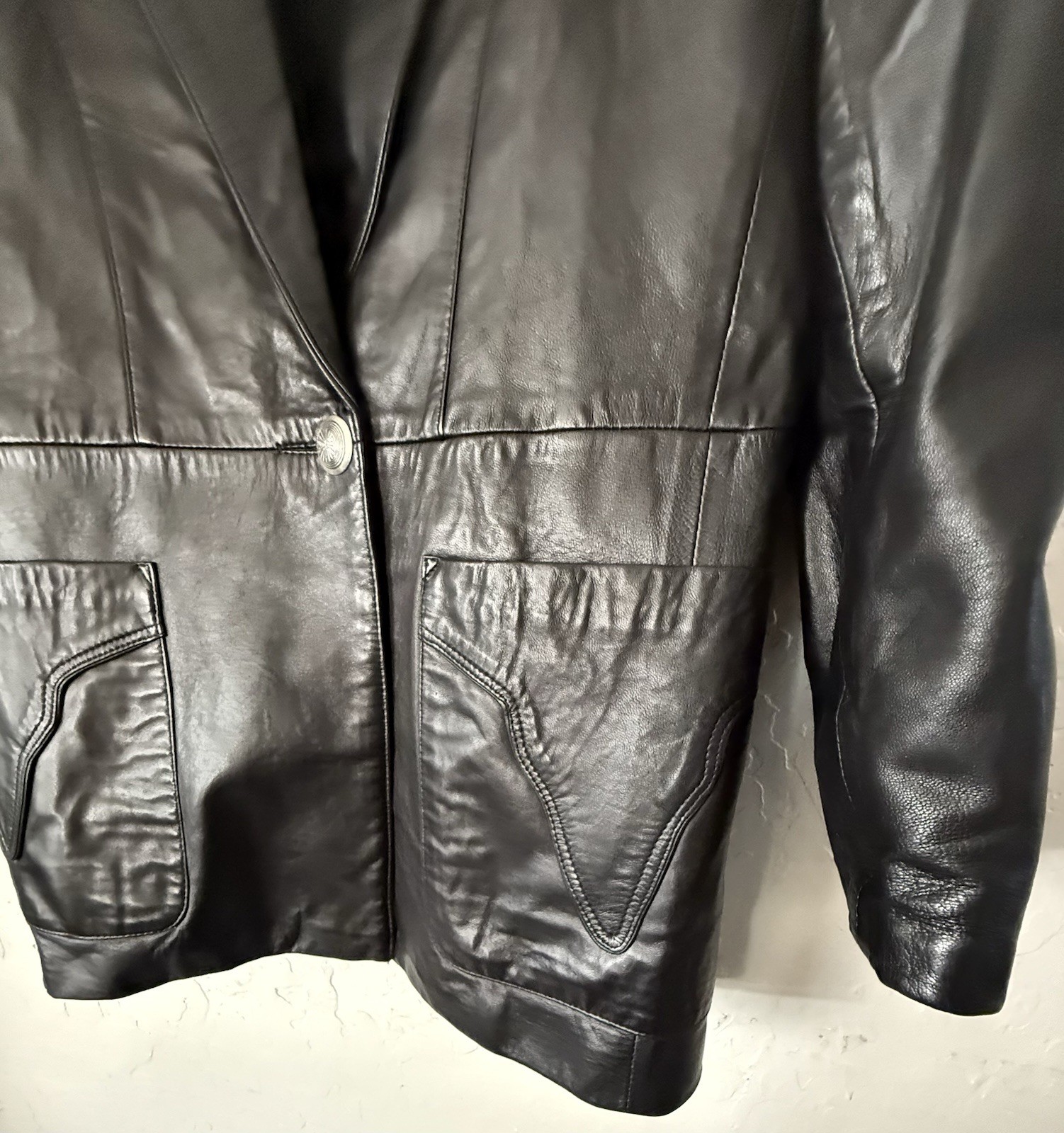 Vintage Continental USA English Lambskin Leather Jacket Women’s Black Sz M Soft