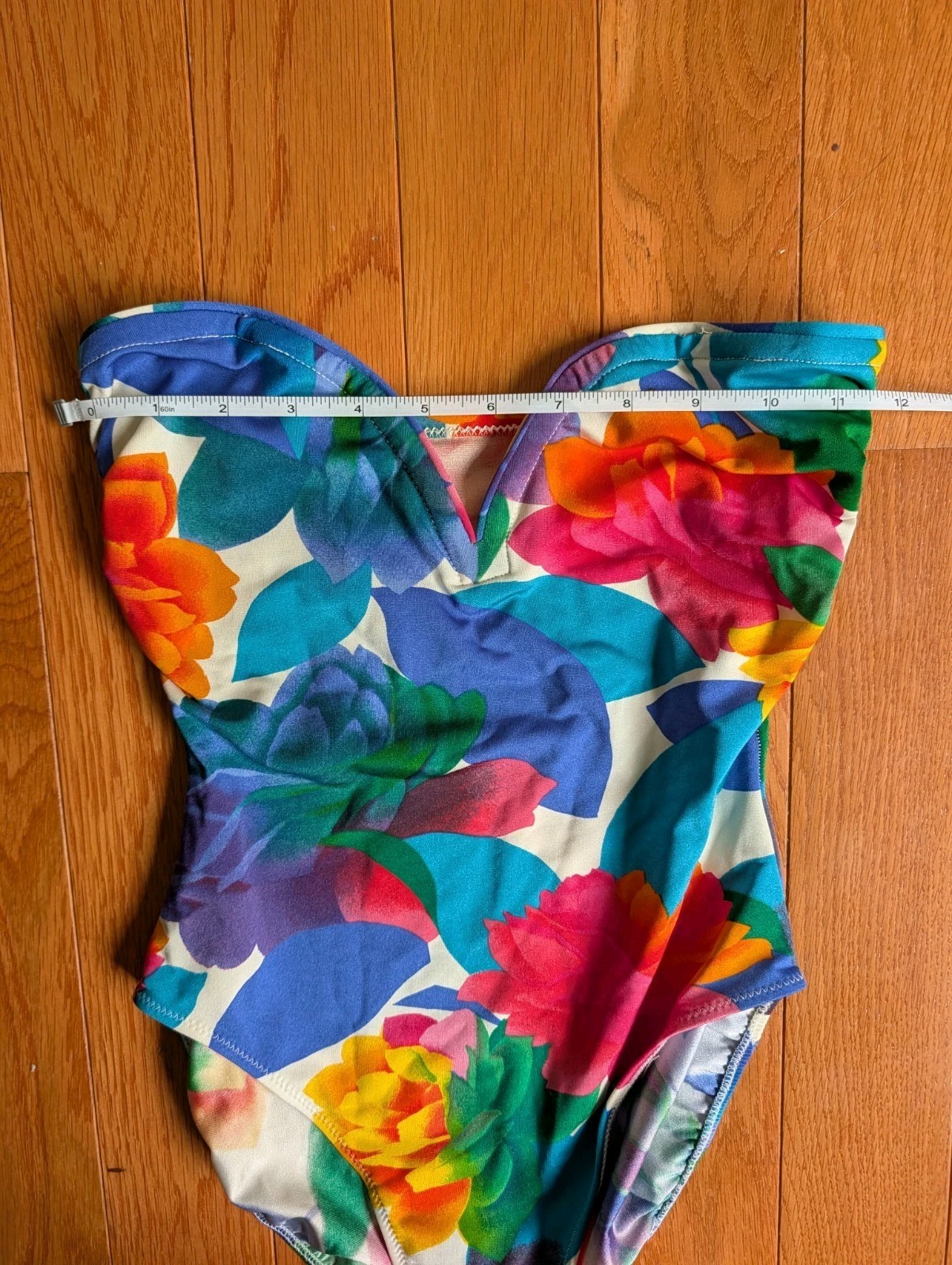 Vintage 80s Gottex For Saks Swim Suit High Leg Floral Retro Chic Lined Shelf Bra