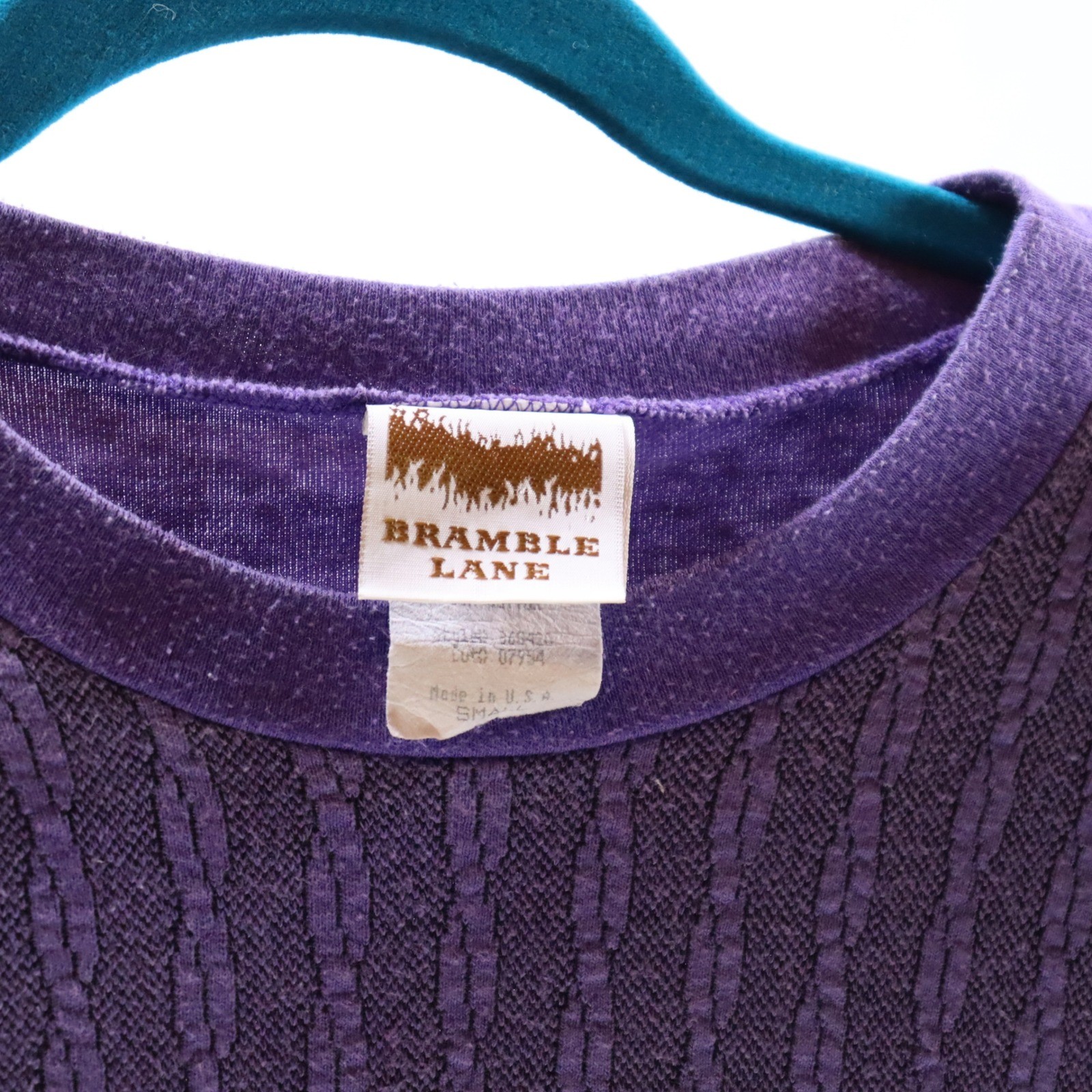 Bramble Lane Sweatshirt Small Purple Womens Chevron Cable Knit Vintage
