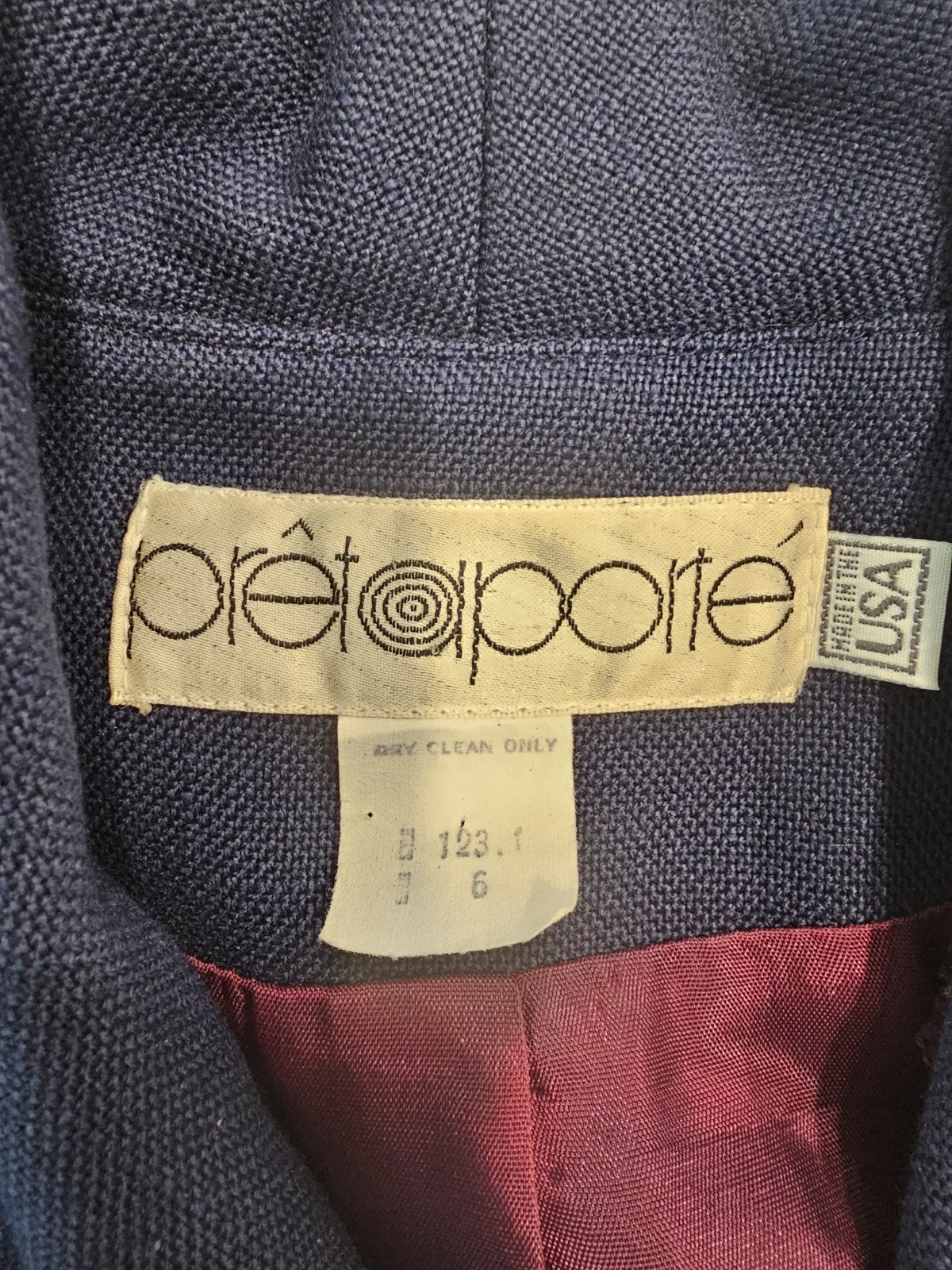 Vintage Lined Navy Pretaporte Coat Dress w/White Mother of Pearl Buttons Sz 6