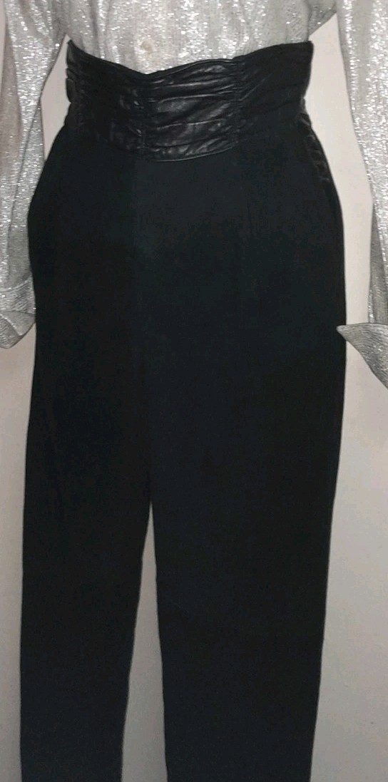 Vtg 80s 90s Does 40s 50s Black Suede I.magnin VAKKO Leather High Waist Pants 26