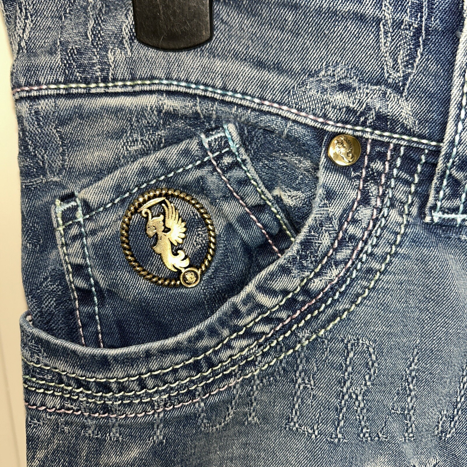 RARE VTG Cappopera Jeans Couture, Italian, Y2K/ 90’s, Brocade Design, 30” x 31”