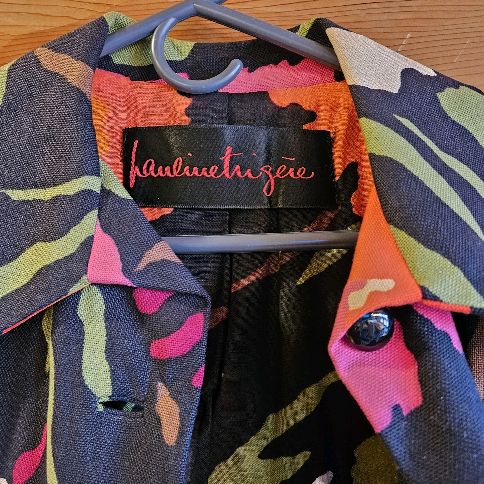 VINTAGE PAULINE TRIGERE MATCHING JACKET AND DRESS BLACK BRIGHT FLORAL SIZE 12