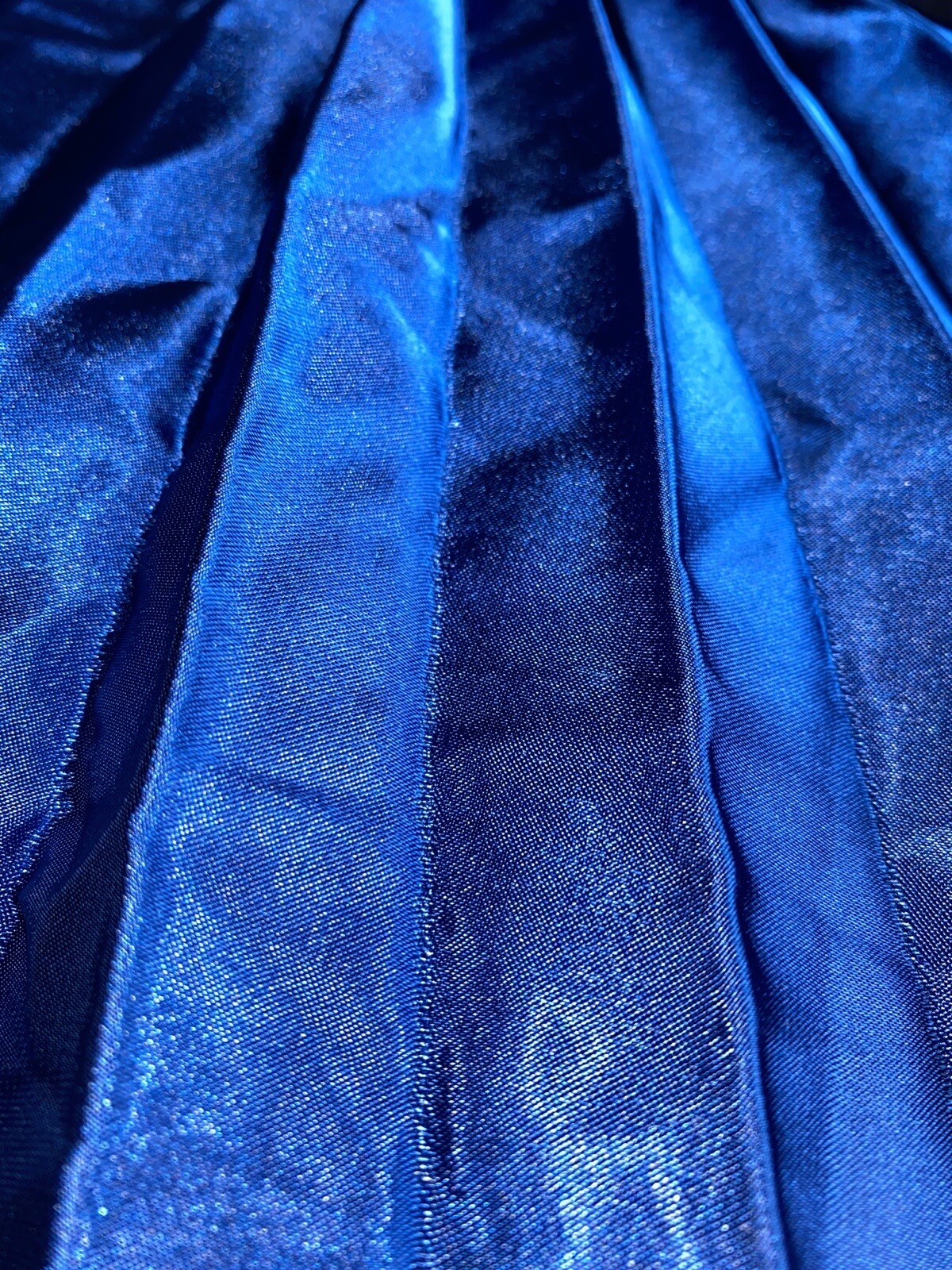 VTG SATIN BLUE OMBRE SHINY CRYSTAL ACCORDIAN PLEAT MAXI FORMAL DRESS 12 FERNELL