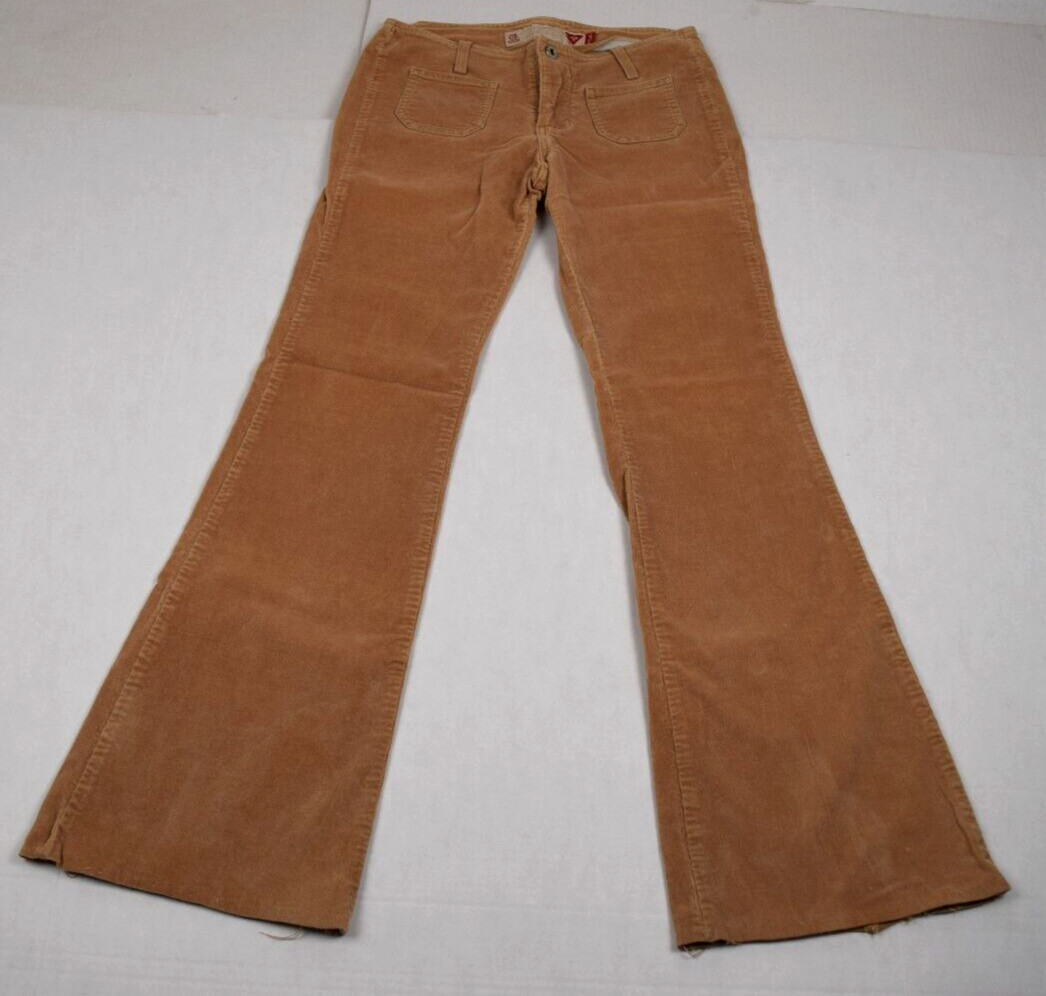 Vintage Guess Pants Corduroy Flare Leg Size S/M 90s Golden Beige Soft