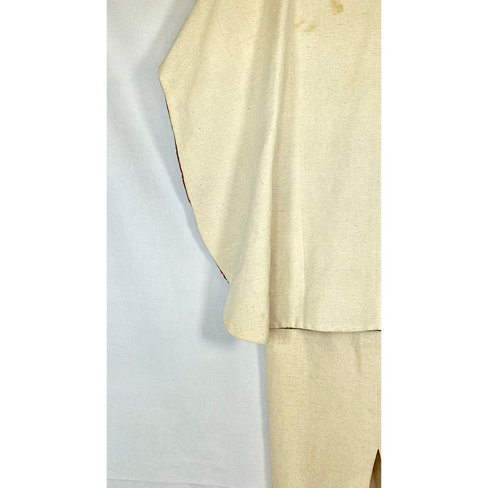 Vintage 1970s Barbara Matamoros Canvas Cape Dress African Barkcloth Print