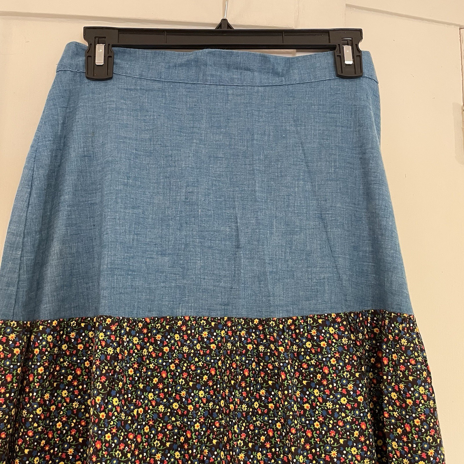 Vintage Tiered Maxie Prairie Skirt JC Penny Chambray And Floral Medium