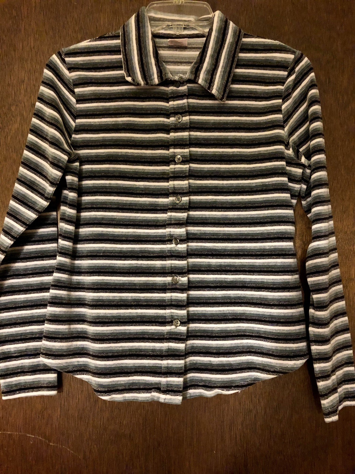 Women’s Size S Long Sleeve Old Navy Button Up Cotton Poly Velour Shirt Top