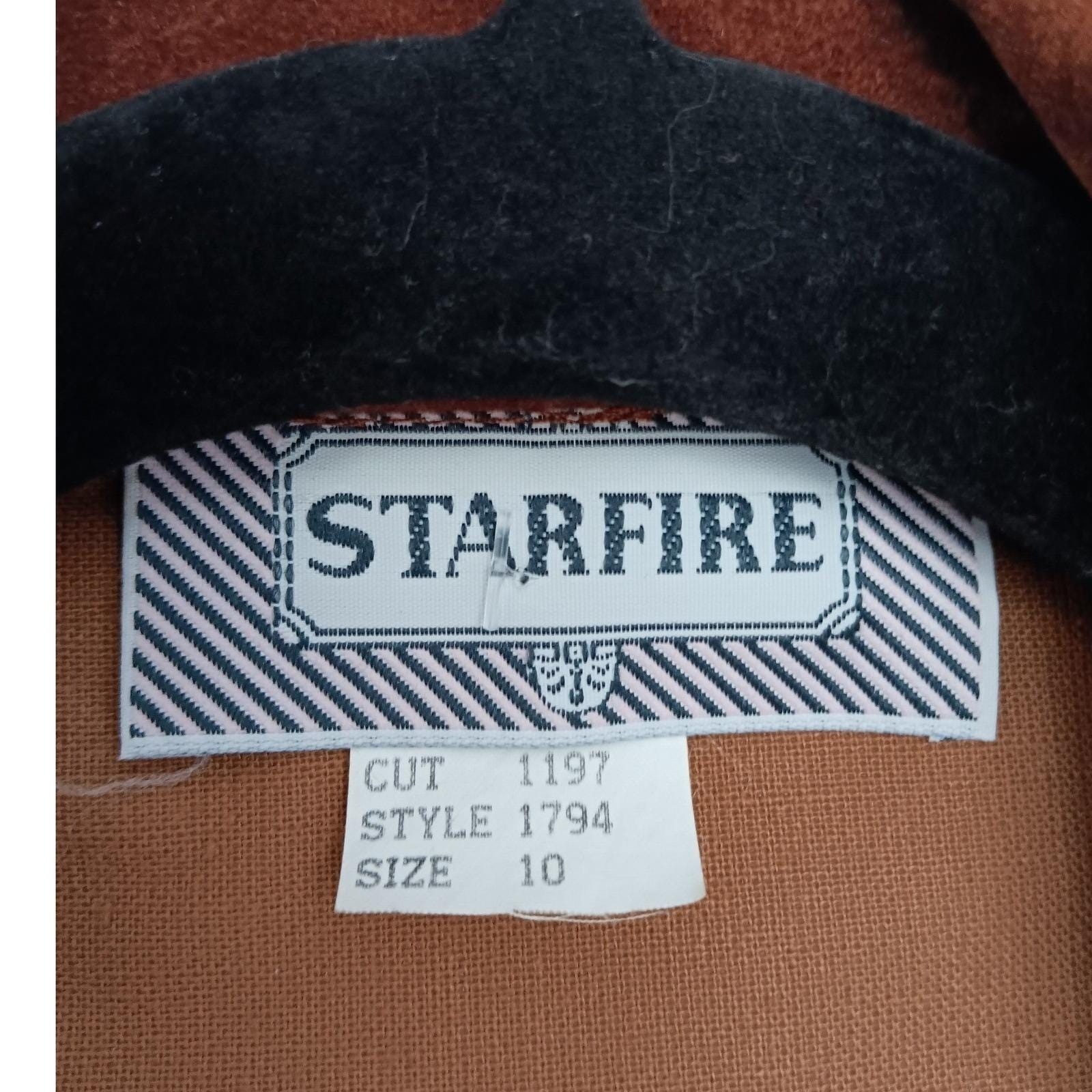 Starfire Vintage 90s Rust Brown Velvet 2 Piece Pant Suit Set Size 10 Made in USA