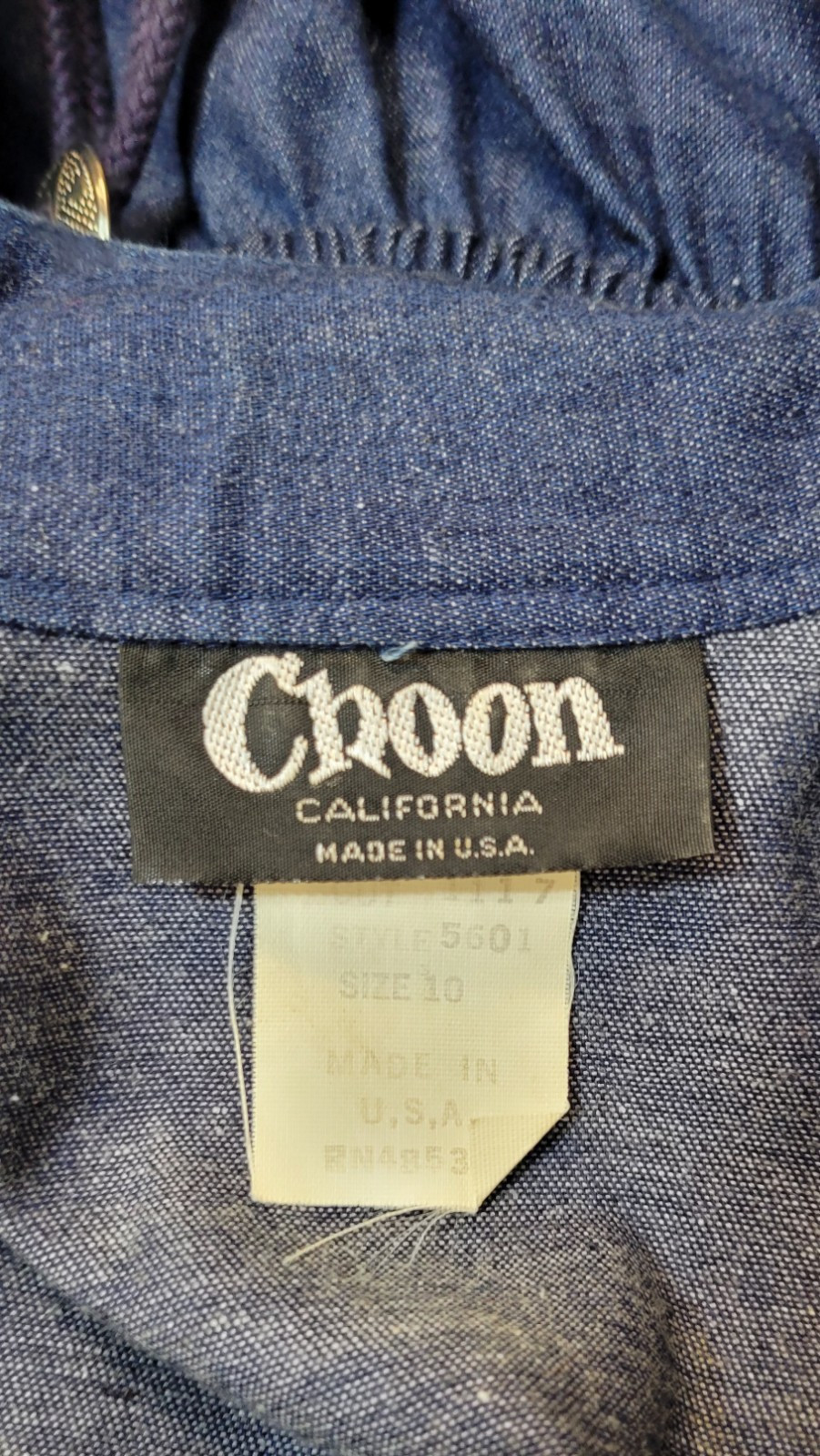 Vintage Choon California Denim Ranch Western Concho Belted Shirt Dress Duster 10