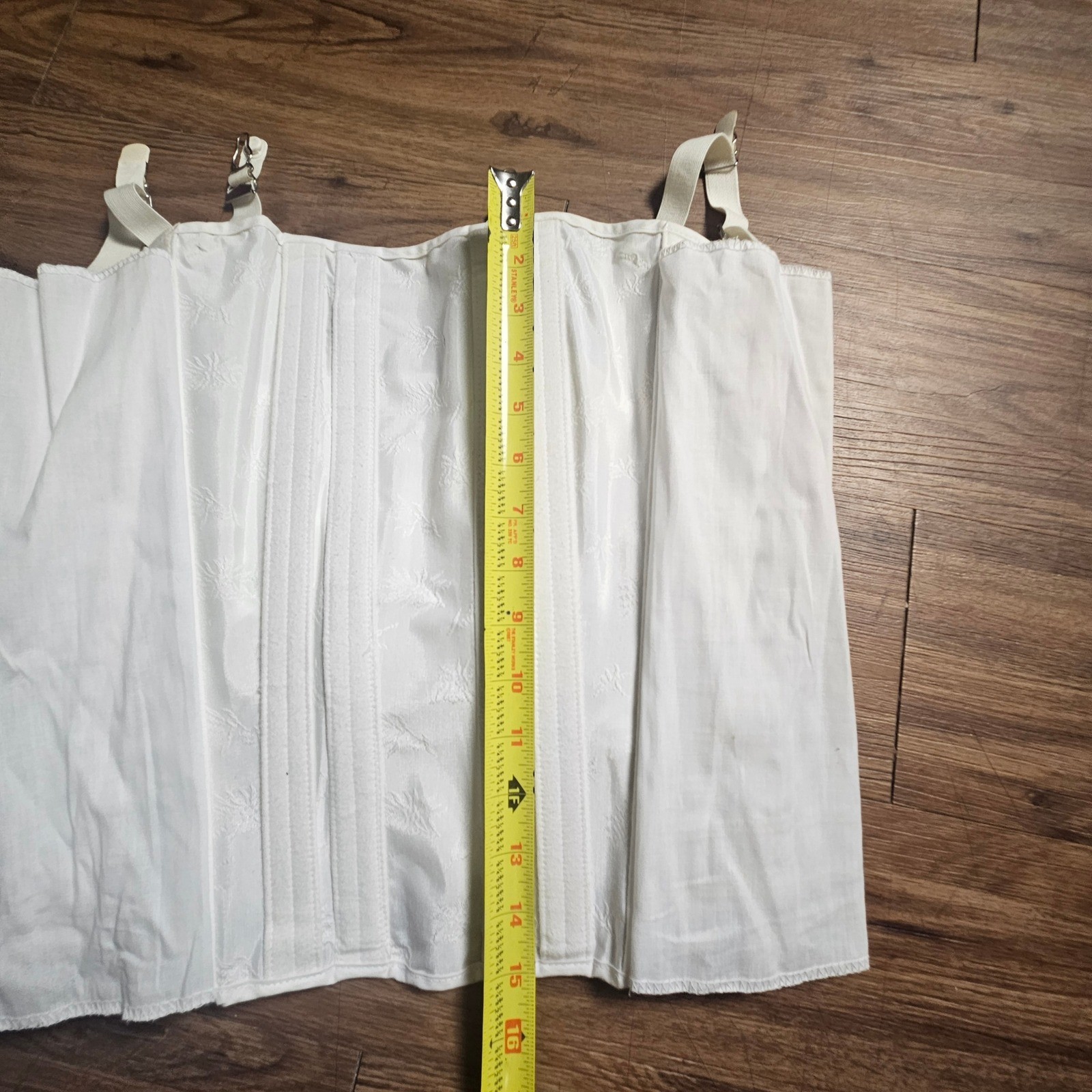 Vintage 60s Zimmer Medical Corset Back Brace Jacquard Floral Laced 40 White