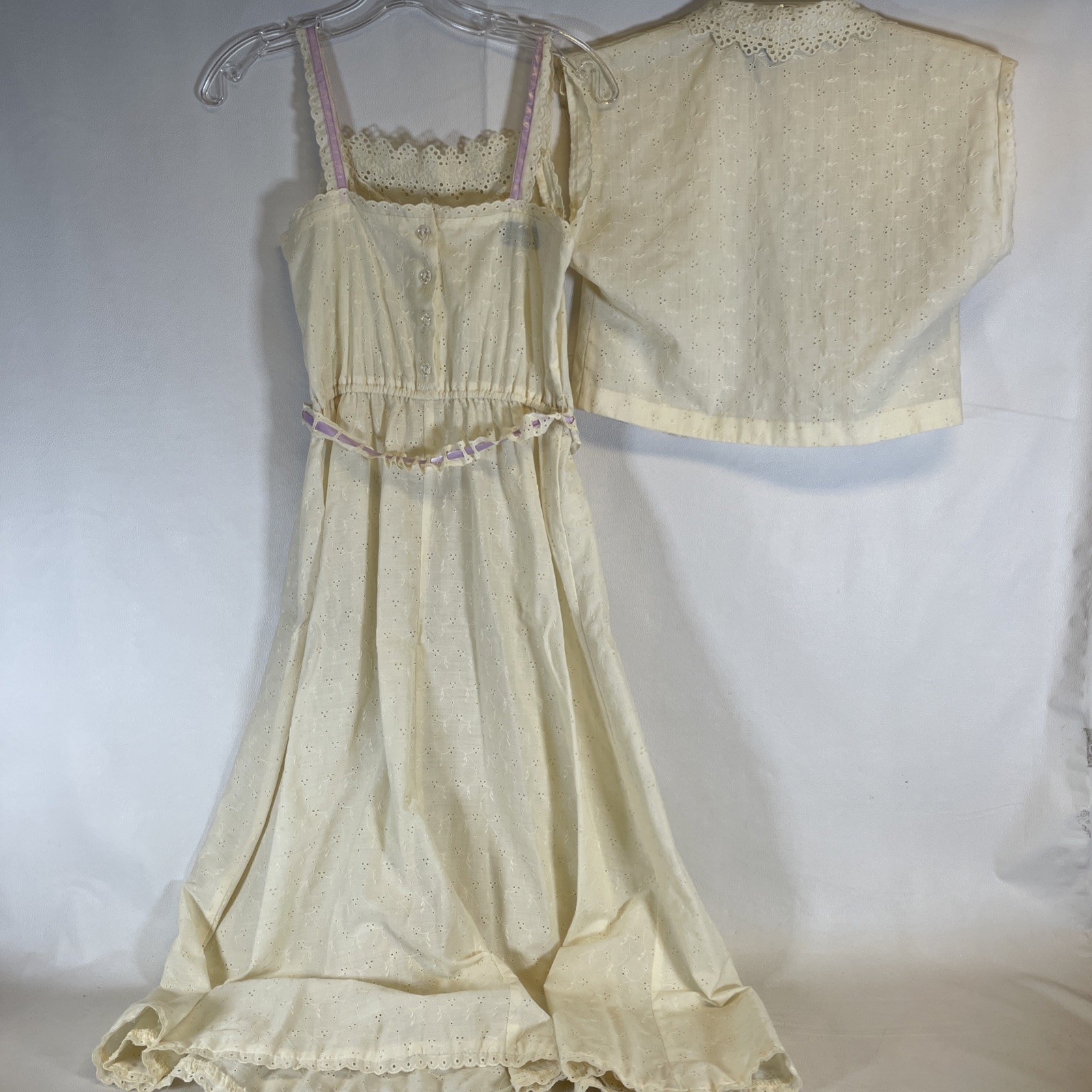 Vtg 70s Trivia By Charm 2 Pc Boho Eyelet Dress & Top Size 5/6 (?) Read-Measure