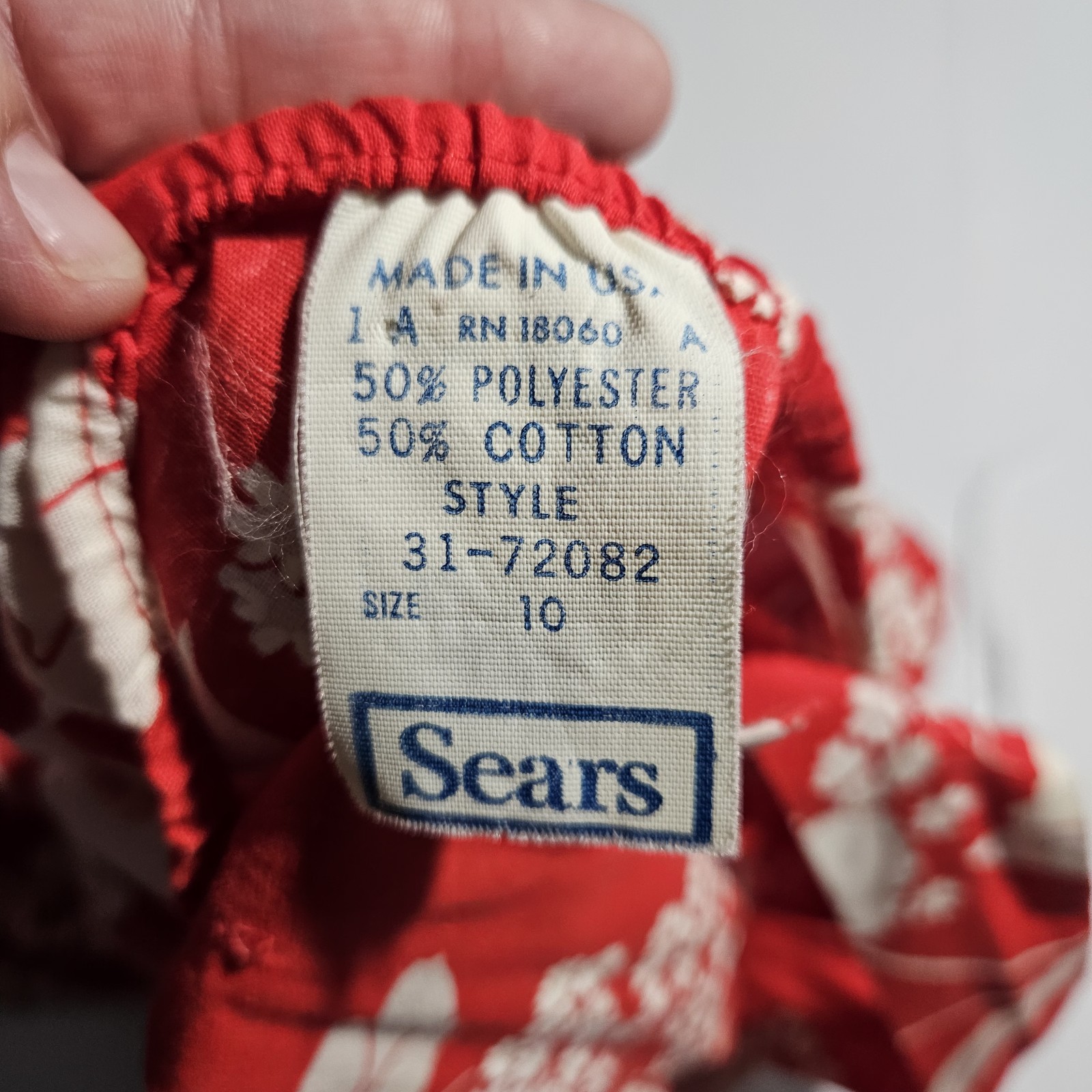 VTG 70s Sears Red Floral Sun Dress Mod A Line Square Neck Midi Sz 10 Union Made