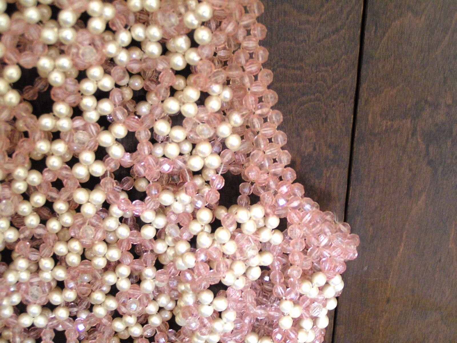 Rare Pearl Pink & White Beaded Vest Topper Party Top Vest Size Small Orig. Owner