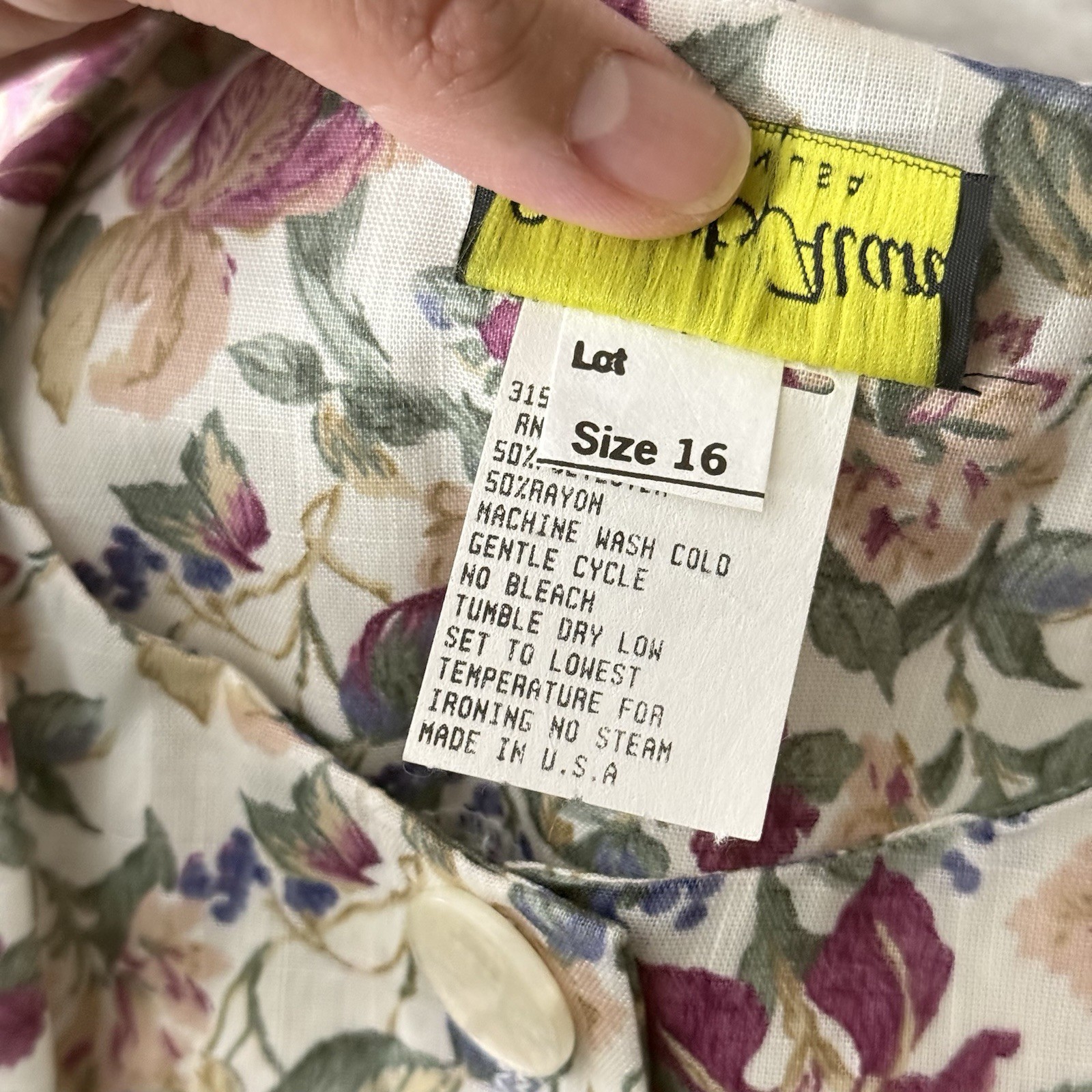 Vintage Deadstock Stuart Alan Floral Midi Dress Pleated Belted Made USA Size 16