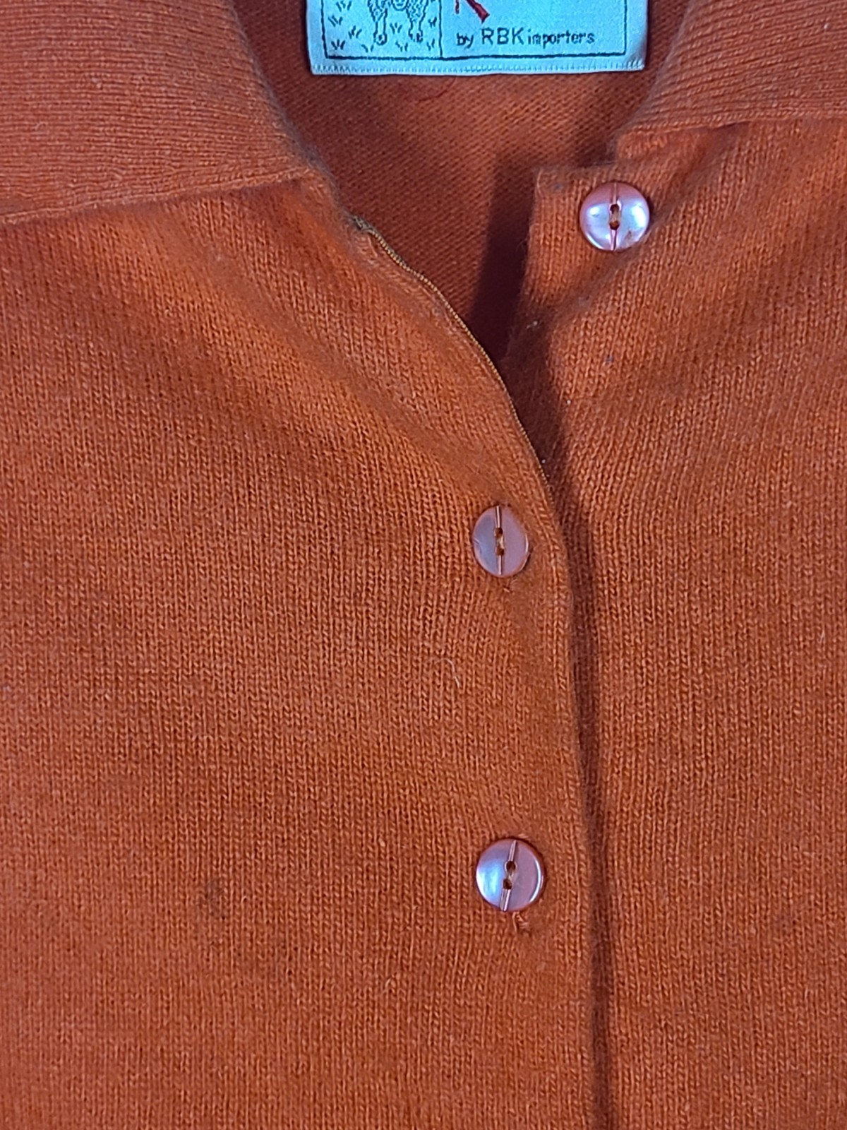Vtg 60s Pinup Cardigan Sweater Princess Seam Wool Blend M L 38 Coral Orange Pink