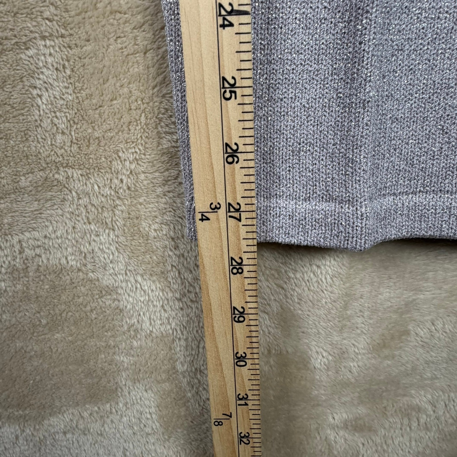 J.S.S. Vintage Women Metallic Knit Pant Suit Silver Wool Blend Rhinestone Petite