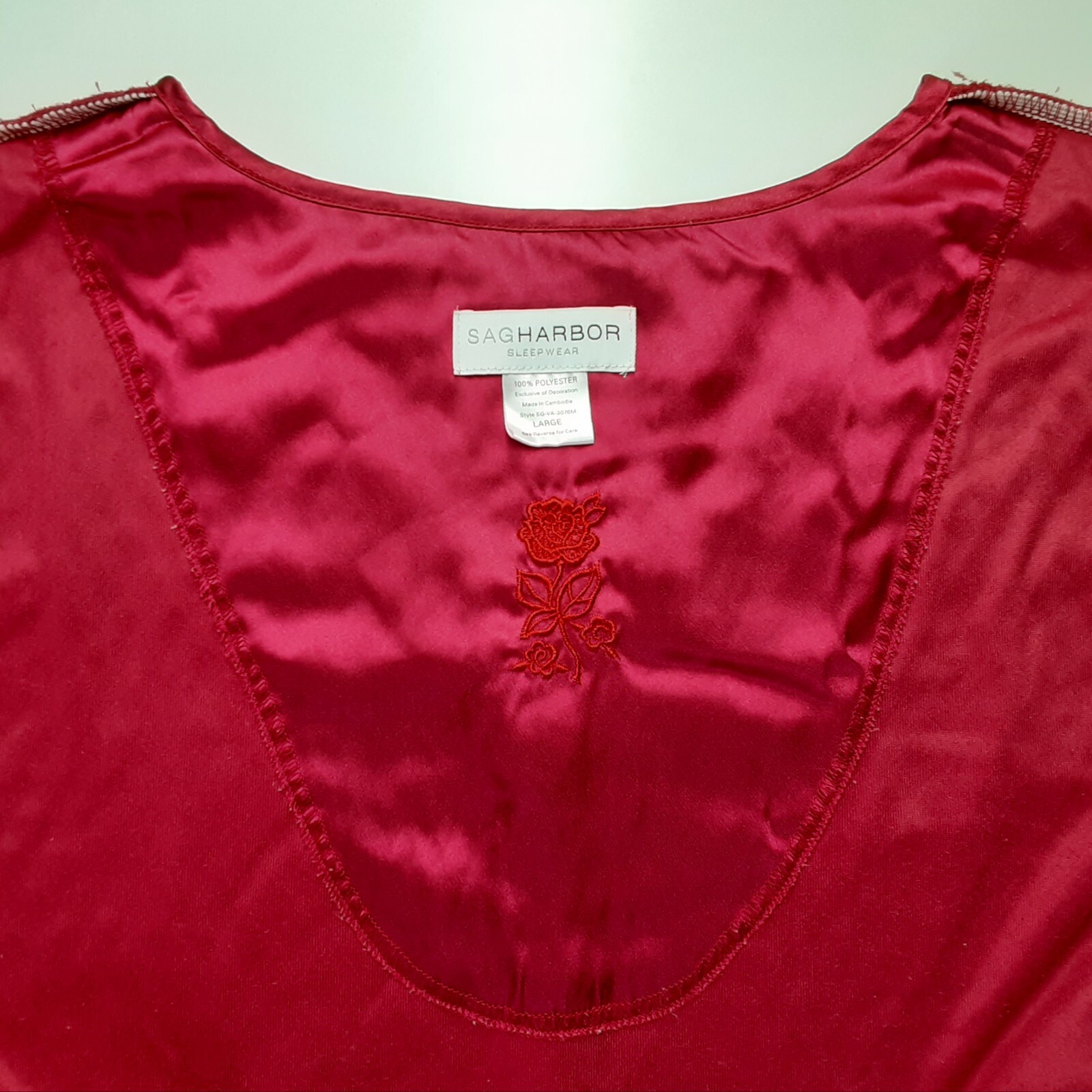 Vtg Sag Harbor Raised Diamond Crushed Velvet w/Charmeuse Satin Trim PJ Set LG