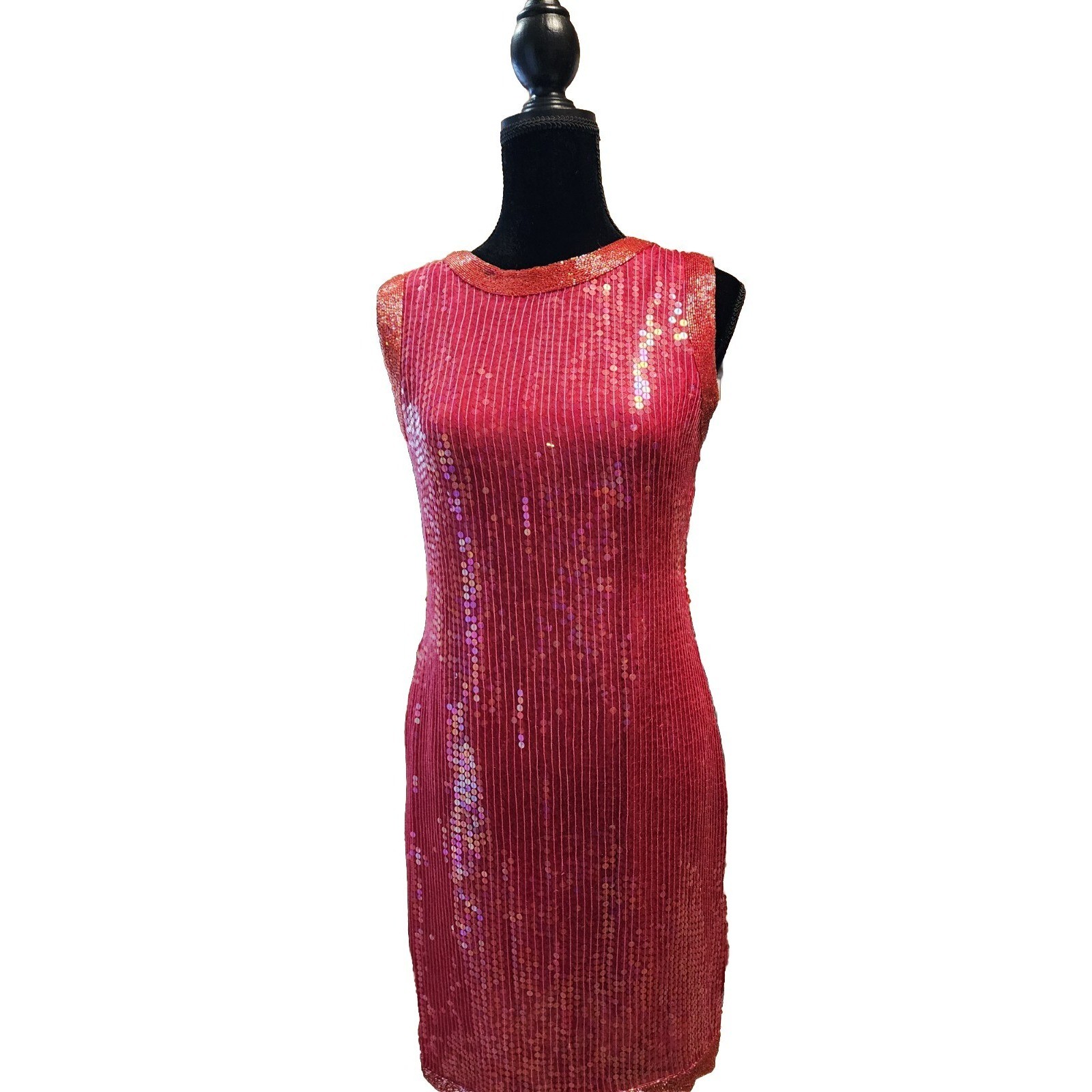 VTG Candlelight Red Sequin Dress Silk Glam 70s 80s Sparkle Cocktail Party Cruise