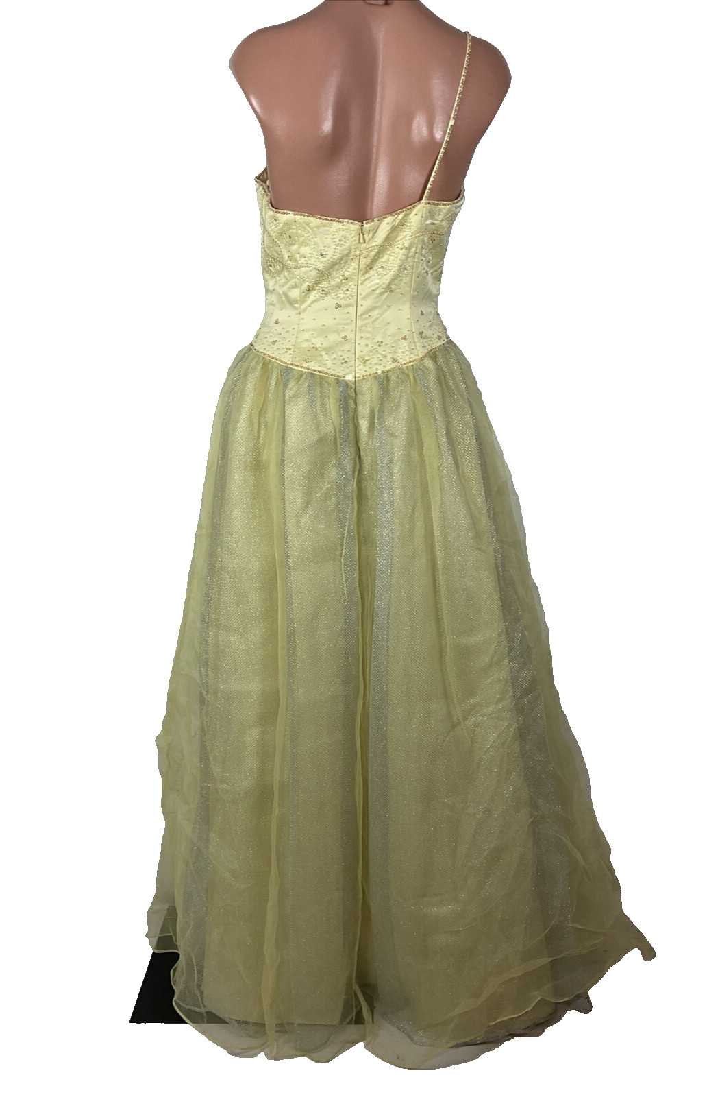 NWT Mike Benet Formals Sz 8 Yellow Dress Gown Pageant Cinderella Corset Prom NEW