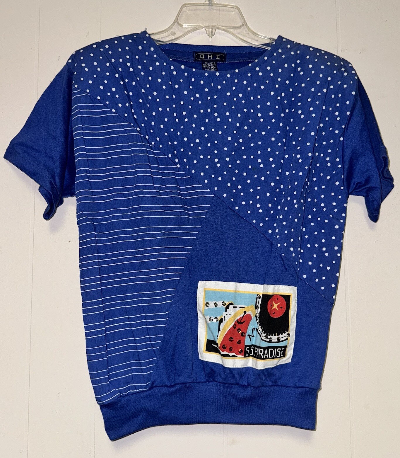 VTG 90s T-shirt Graphic Art Boat Sailing Patch Whimsy Cruise Wear Travel USA M