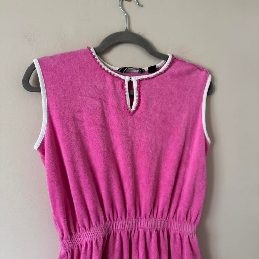 Vintage Lands End bubblegum pink terry cloth mini dress medium beach cover up