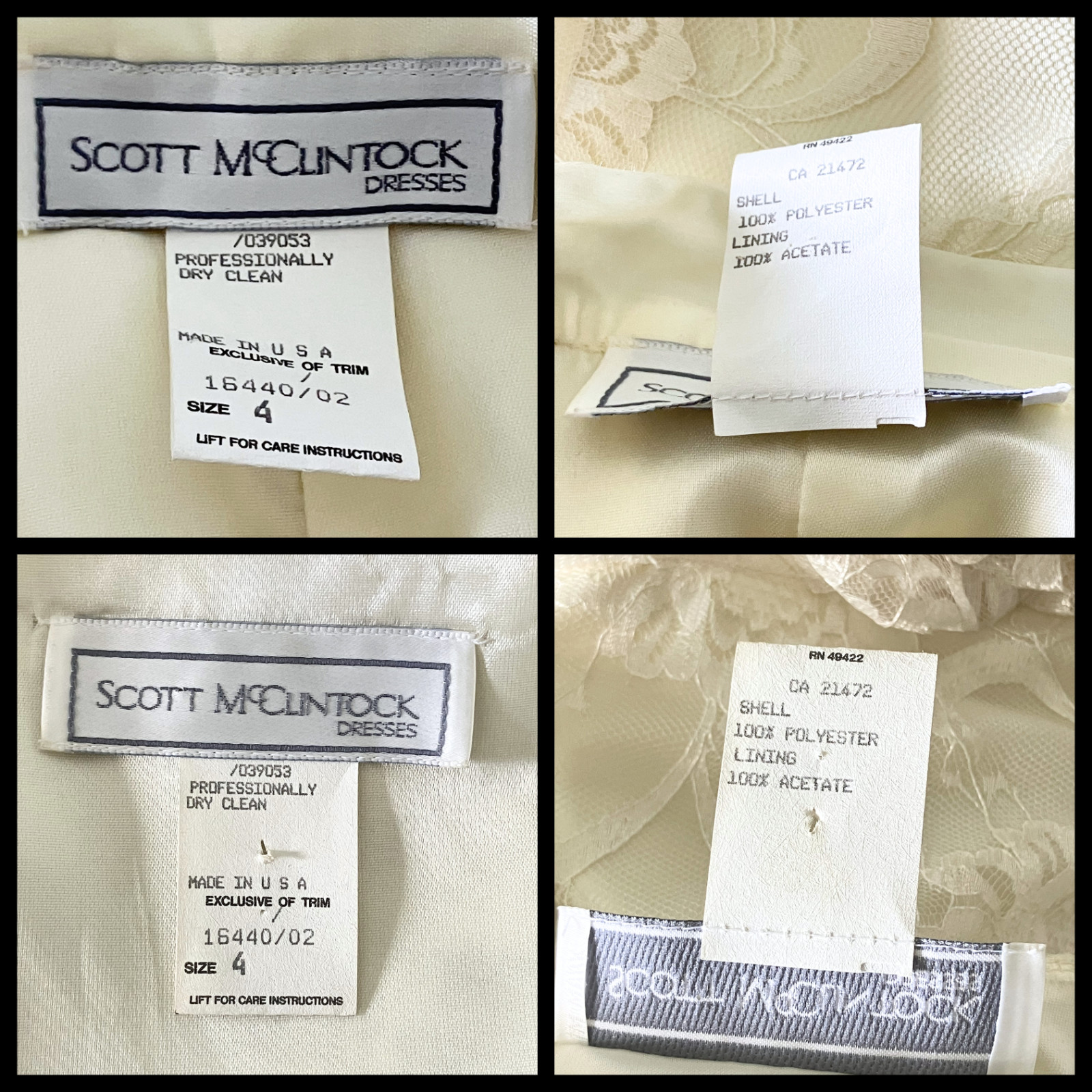 Vintage 80s Scott McClintock Ivory Lace Wedding Skirt Suit Set. XS 4. Bridal