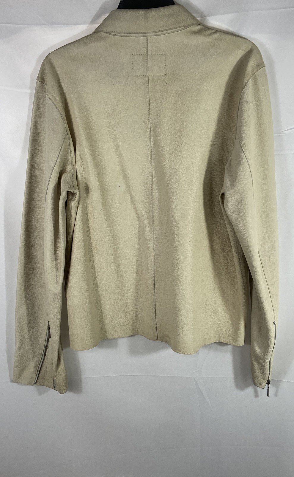 Earl Jean Women’s Tan Pebbled Leather Full Zip Moto Jacket Sz M Vintage Y2K