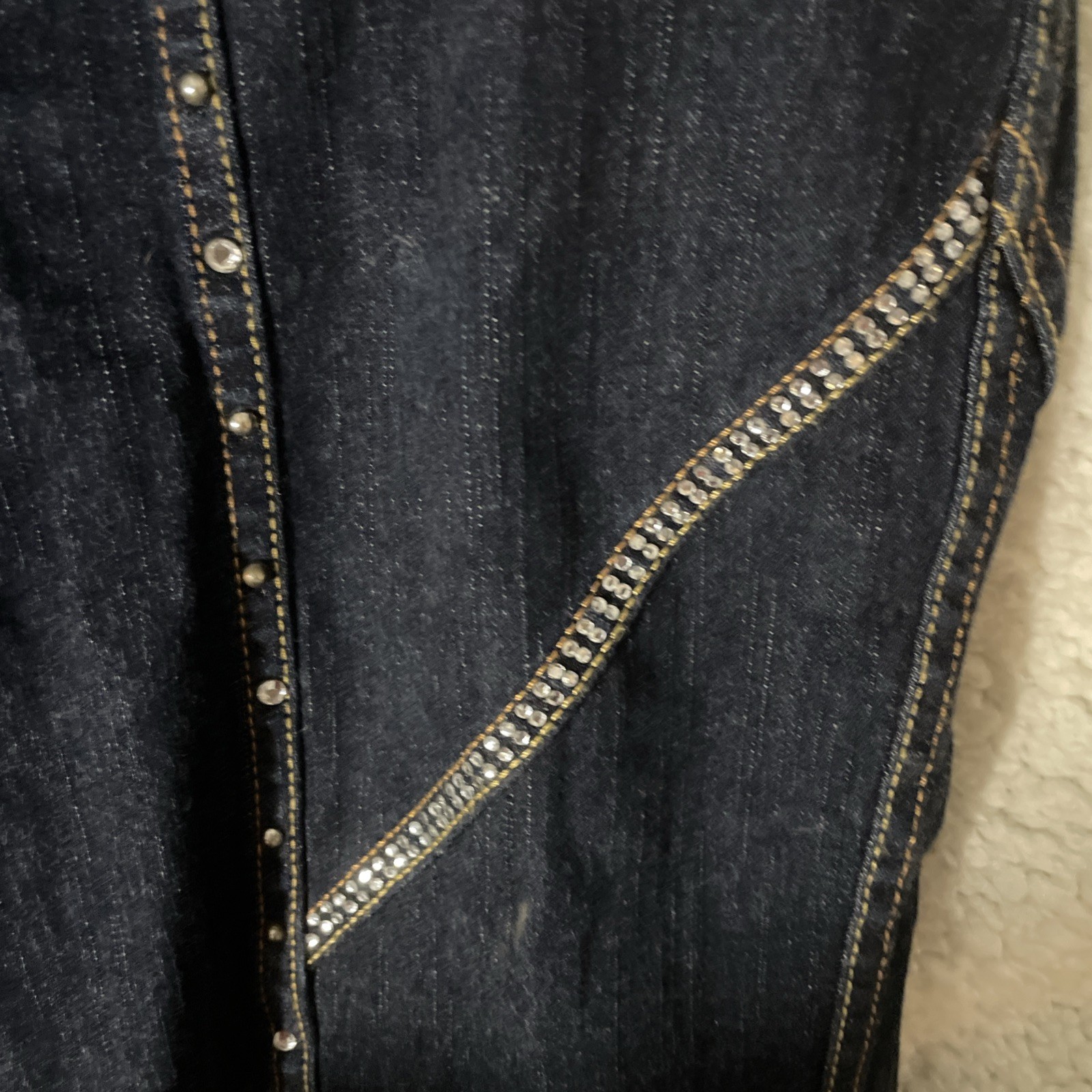 Vintage Baby Phat Rhinestone Cat Logo Straight Jeans Y2K Bling Dark Wash Size 13