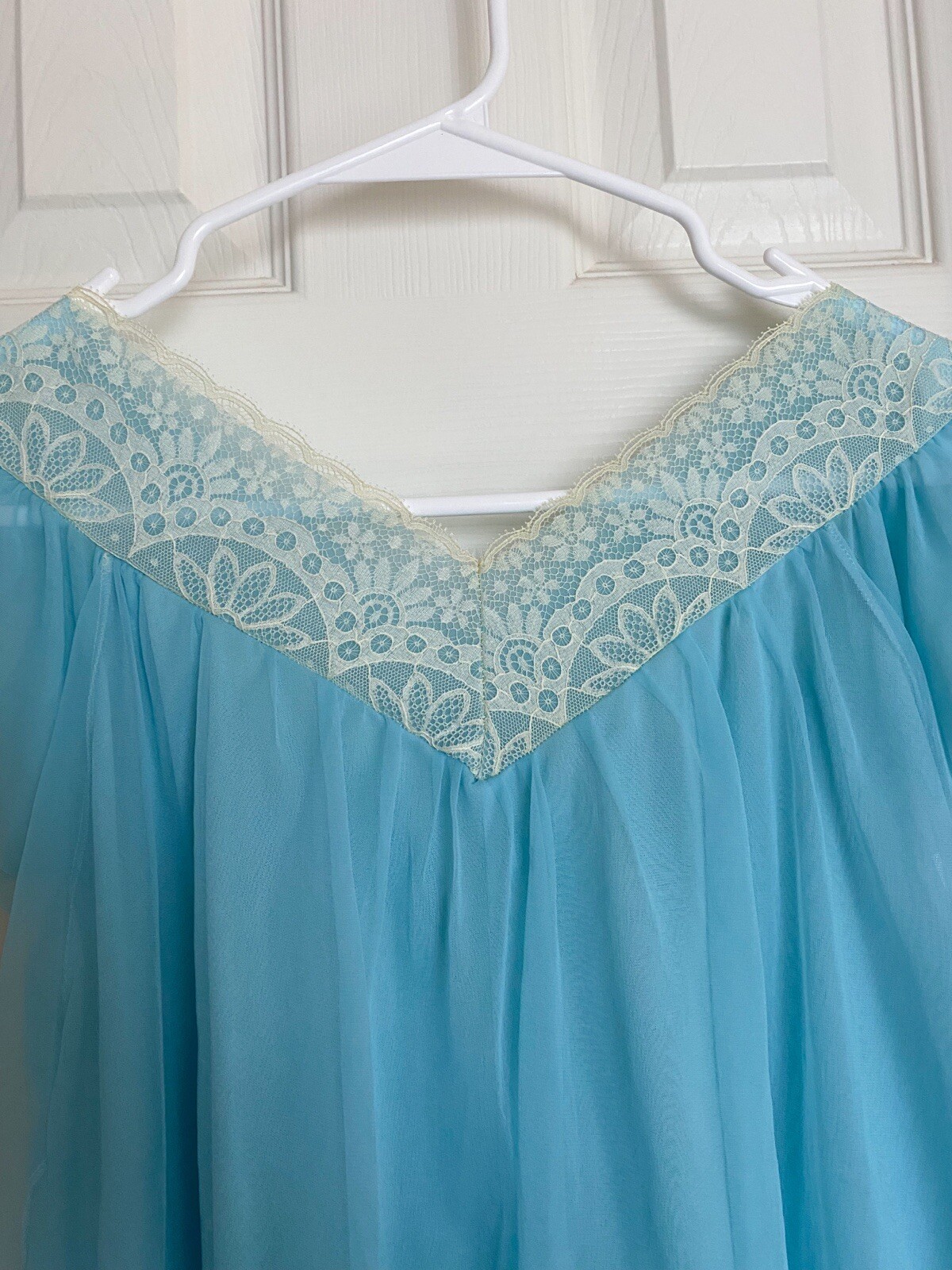 Vintage Lisette Al Sterling RARE Gown Peignoir Set Sky Blue Nylon Coquette Small