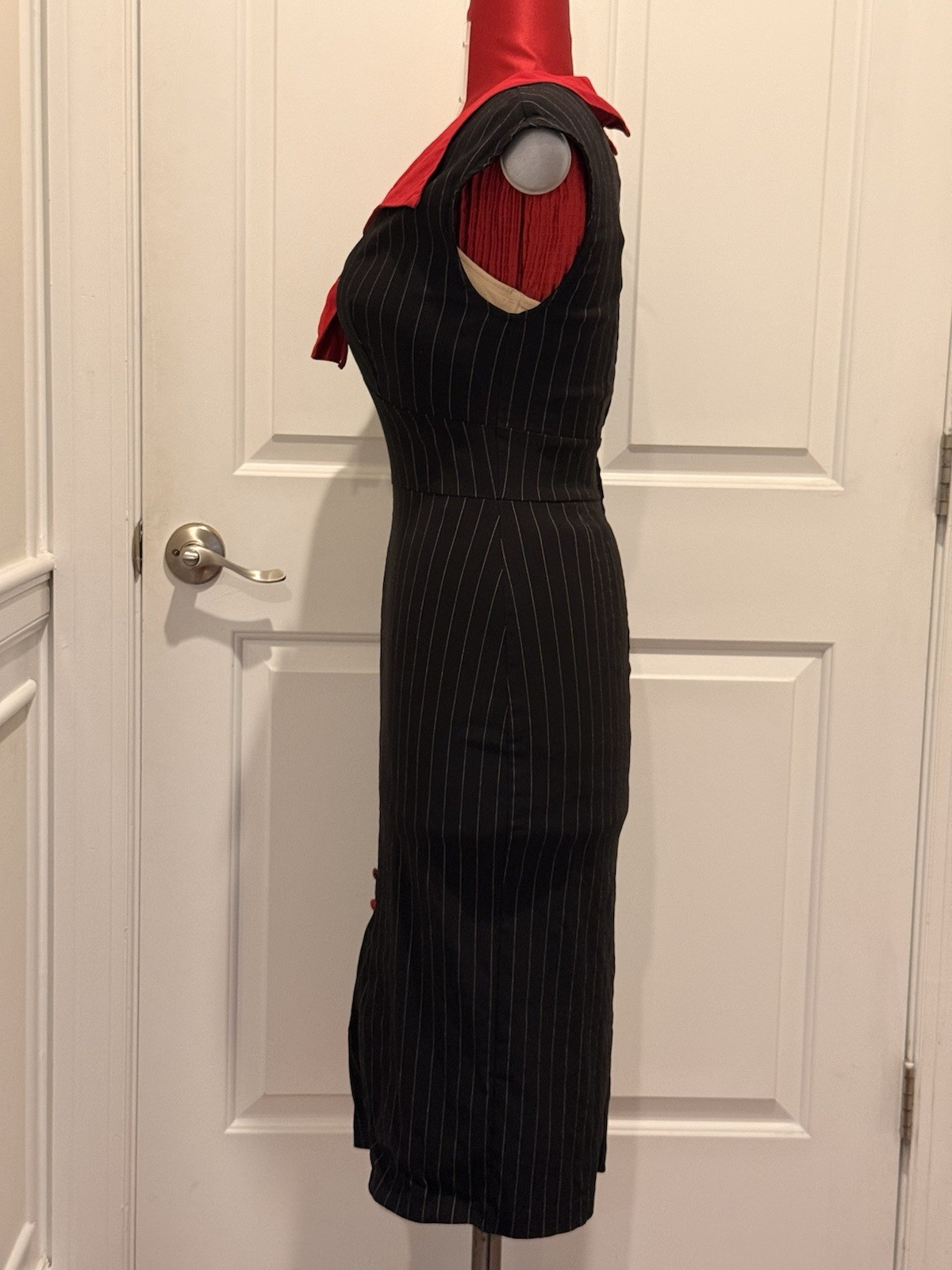 Women’s 2000’s Stop Staring! Size XL Black With White Pinstripe Wiggle Dress