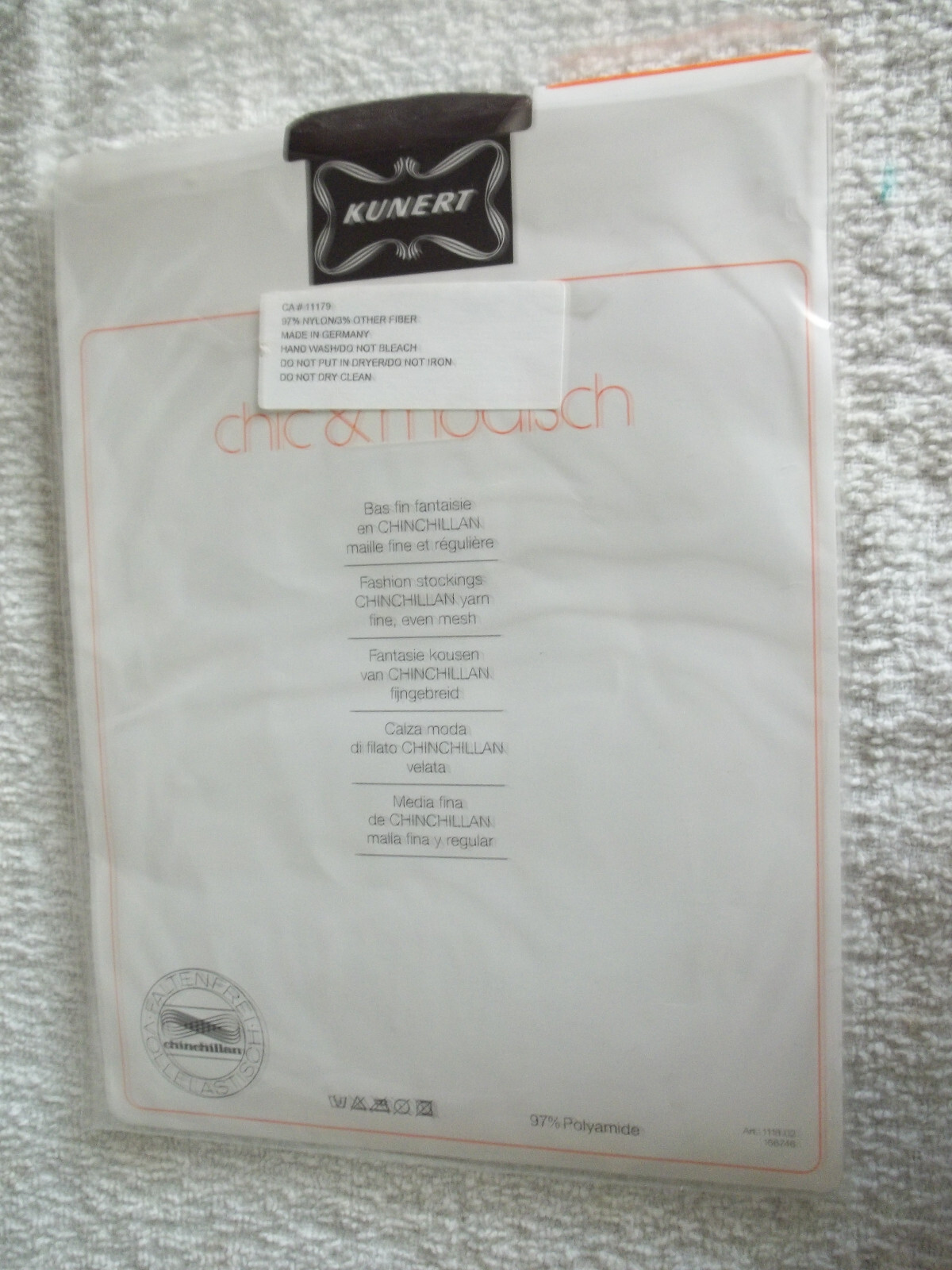 1 Pair Kunert Garter Seamed Black Nylon Flat Knit Stockings 9 1/2-10