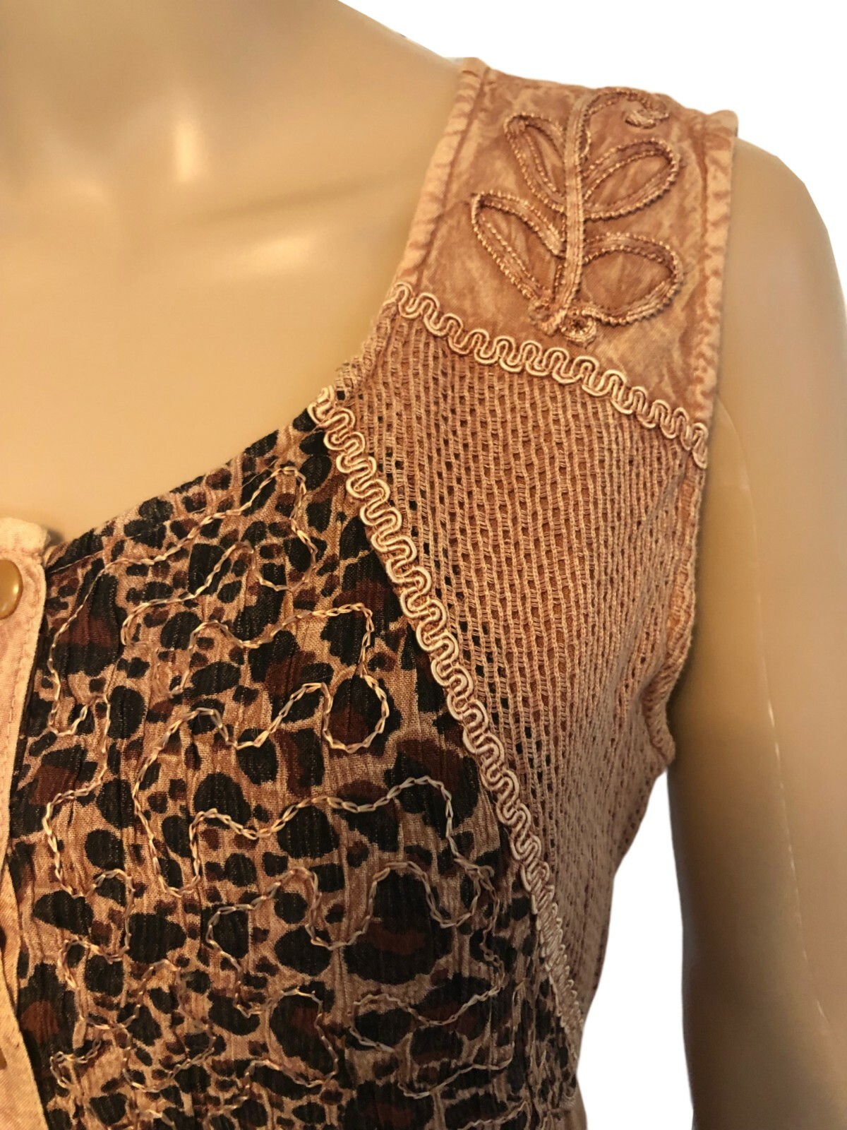 VTG 80s M.P.H. Funky Boho Hippie Embroidered Casual Midi Dress Sz M