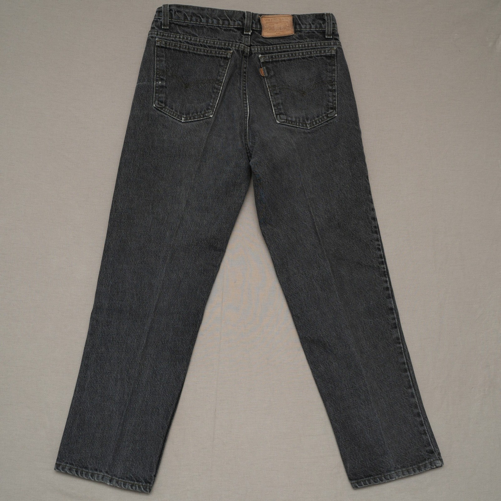 Vintage 80s Levis Leather Tab 540 Relaxed Fit Taper Faded Black Denim Jeans