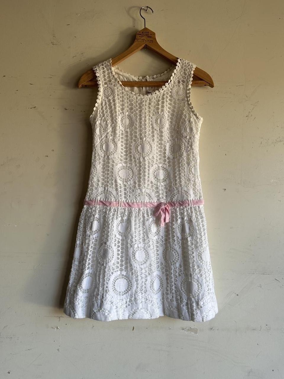 Vintage 60s Crochet Lace Coquette Mini Dress Gay Gibson Size Xs Small
