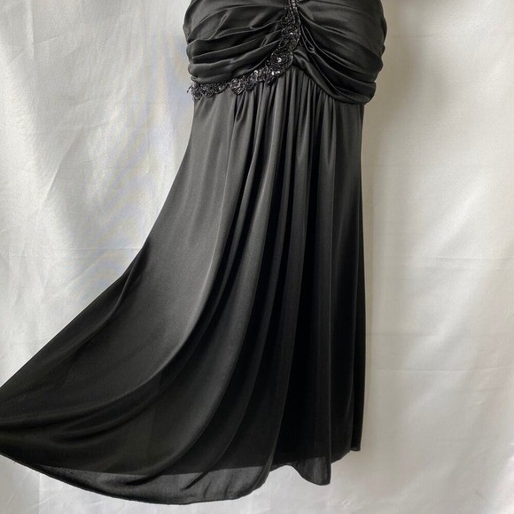 VTG Y2K B. Smart One Shoulder Babydoll Mini Dress 7/8 Black Sequins Strap Party
