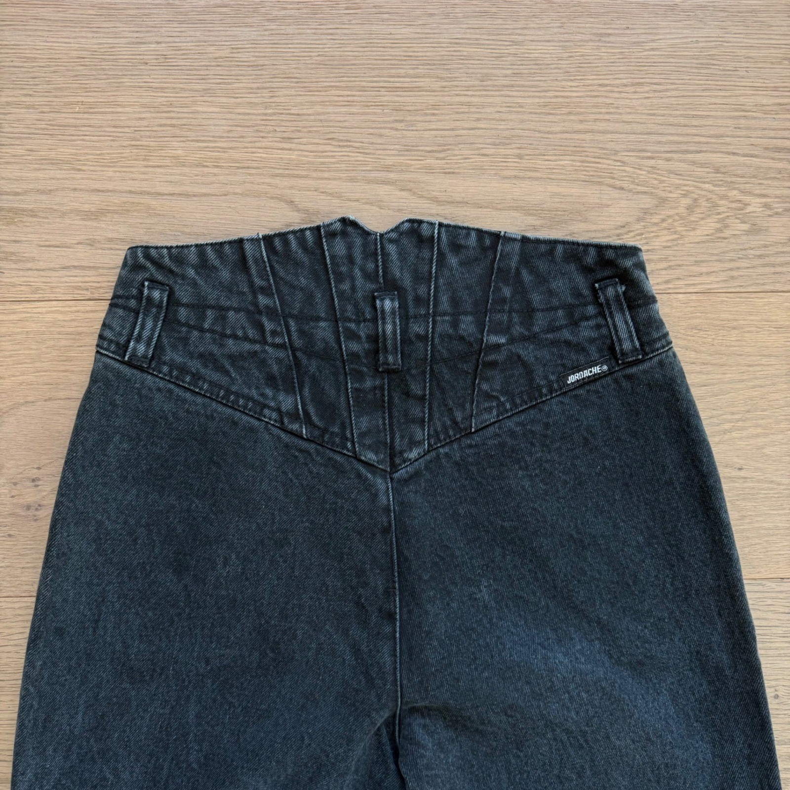 Vintage Jordache Gold Black Denim Set Cropped Jacket High Waist Jeans 2pc S 5/6