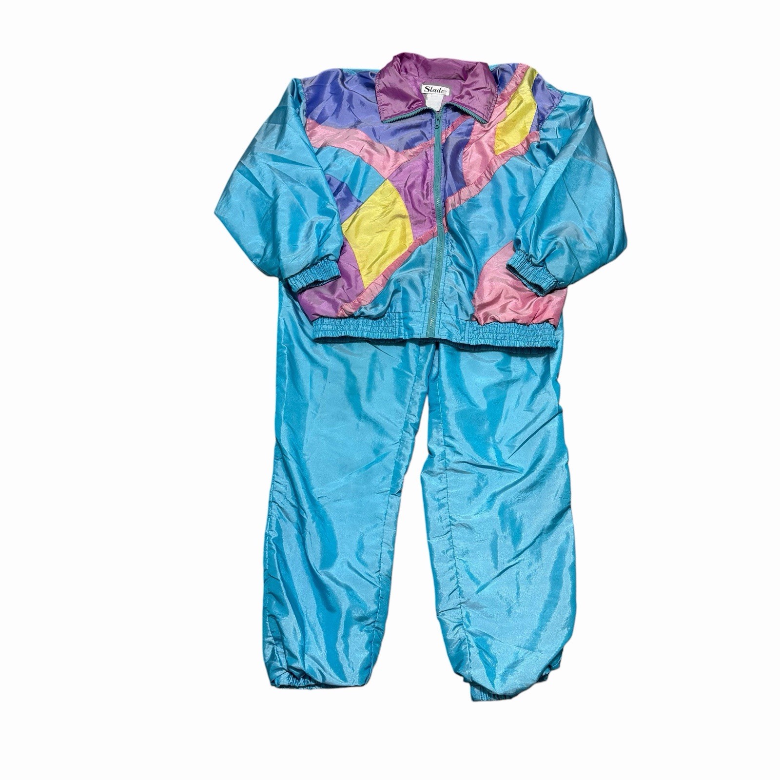 Vintage 80s Slade Track Suit Pastel Color Block Women’s Size M