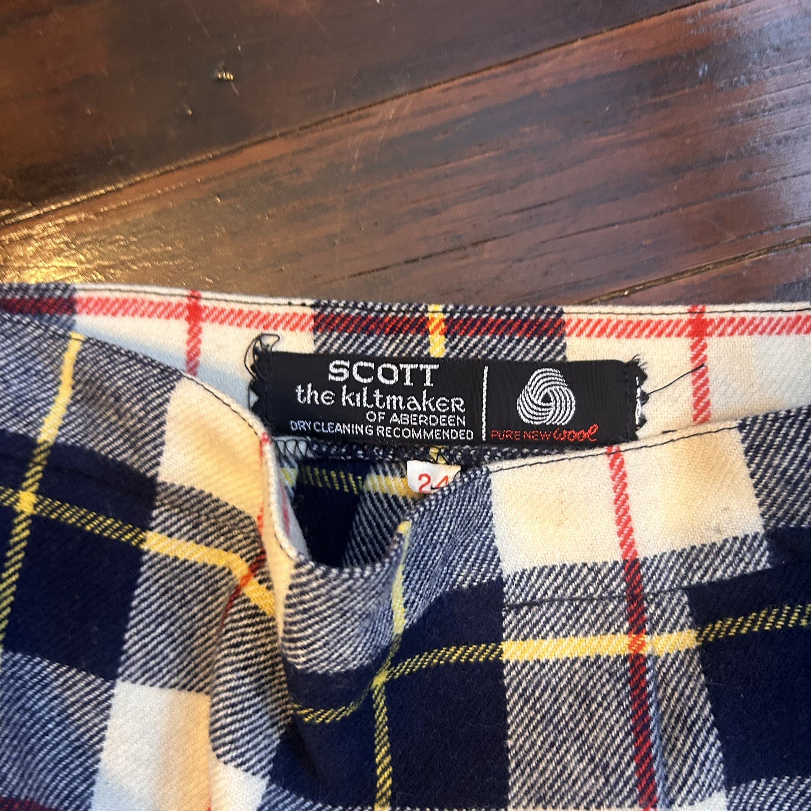 Vintage Scott Plaid Wool Kilt Maxi Skirt Tartan Wrap Pleated Fringe Long Sz 24