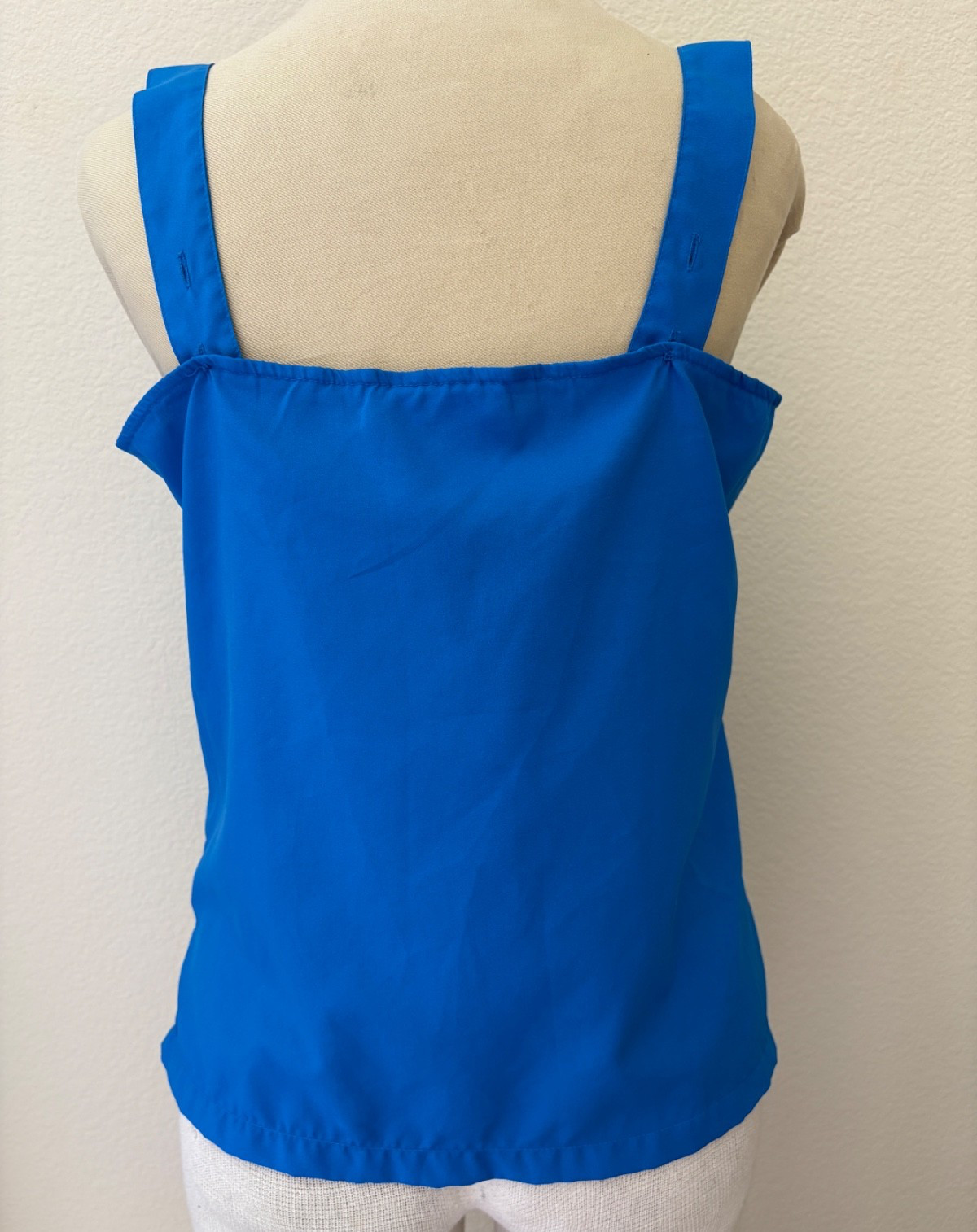 1980s Vintage Ship’n Shore Blue Smock Tank Top M Flower Thin Boho Rockabilly