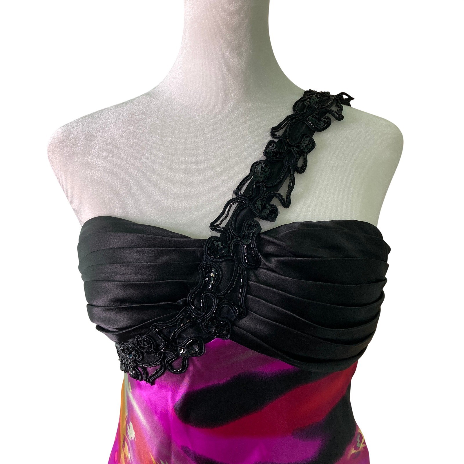 Taboo Psychedelic Maxi Dress Sequin Babydoll Vibrant Boho Retro Y2K (Size 9/10)