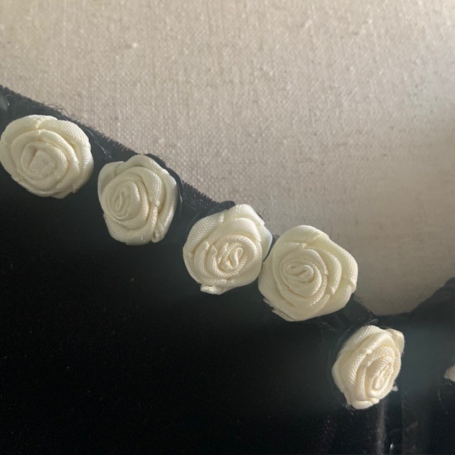 Vintage Coquette Velvet Corset Organza Skirt Set 11 Rosette Trim Balletcore Flaw