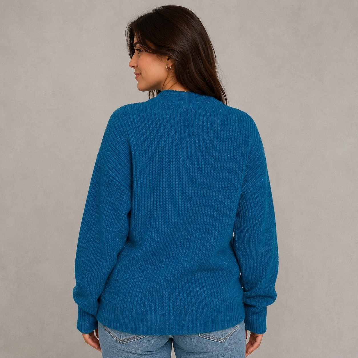 Vintage 1991 Objectivity Sweater Womens One Size Blue Sparkle Knit Made in USA
