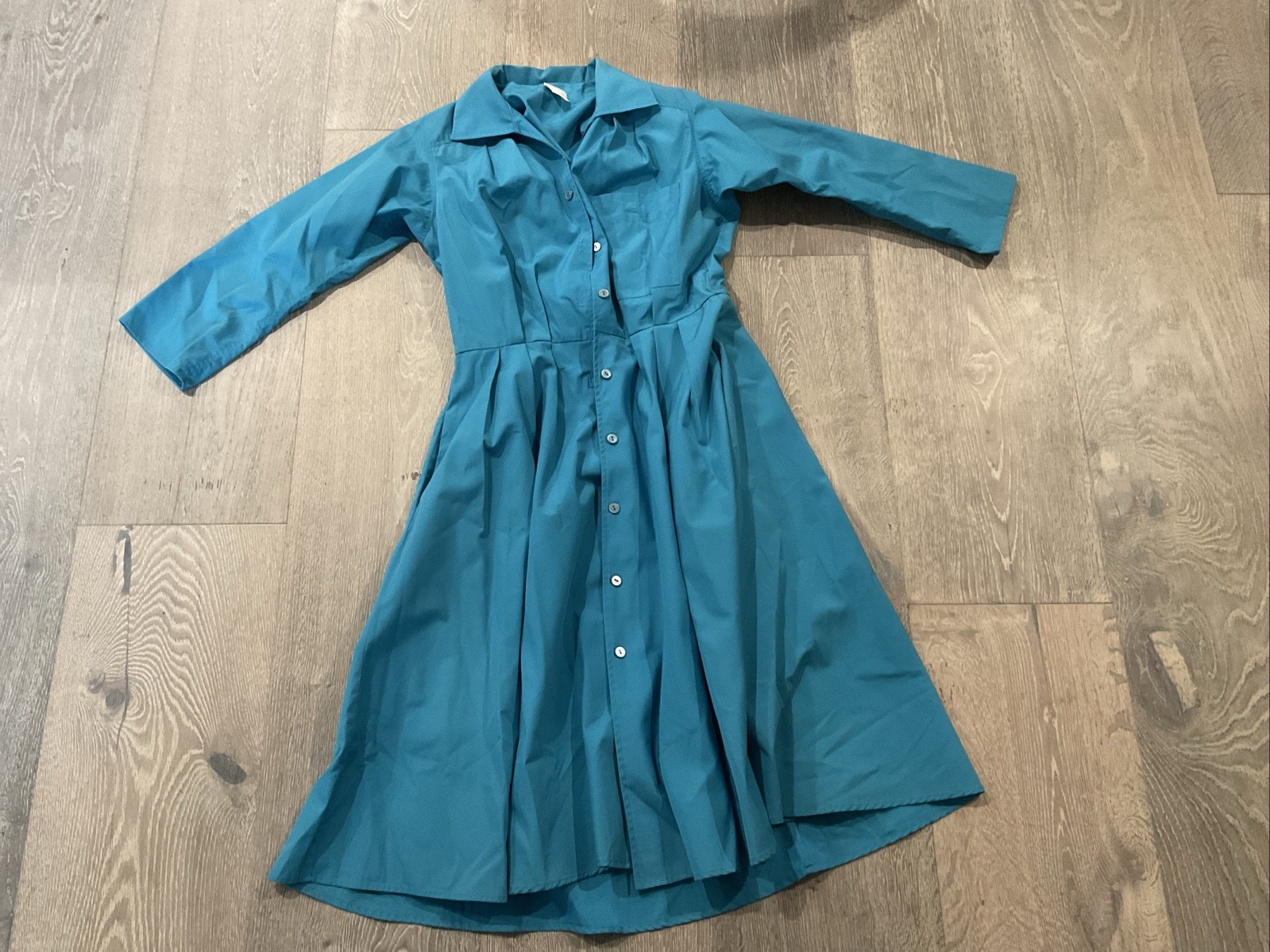 80s Vintage Turquoise Blue Coat Dress